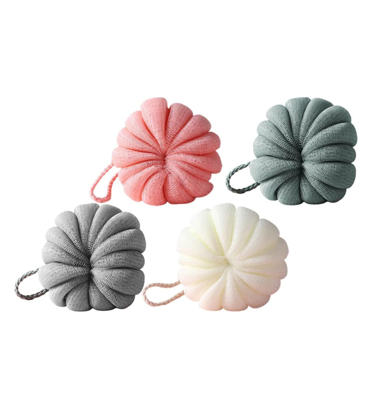 Beaupretty 4PCS Pumpkin Bath Shower Loofah Sponge Set for Exfoliating | Mesh Pouf Shower Ball for Men & Women - Buy Online on GoSupps.com