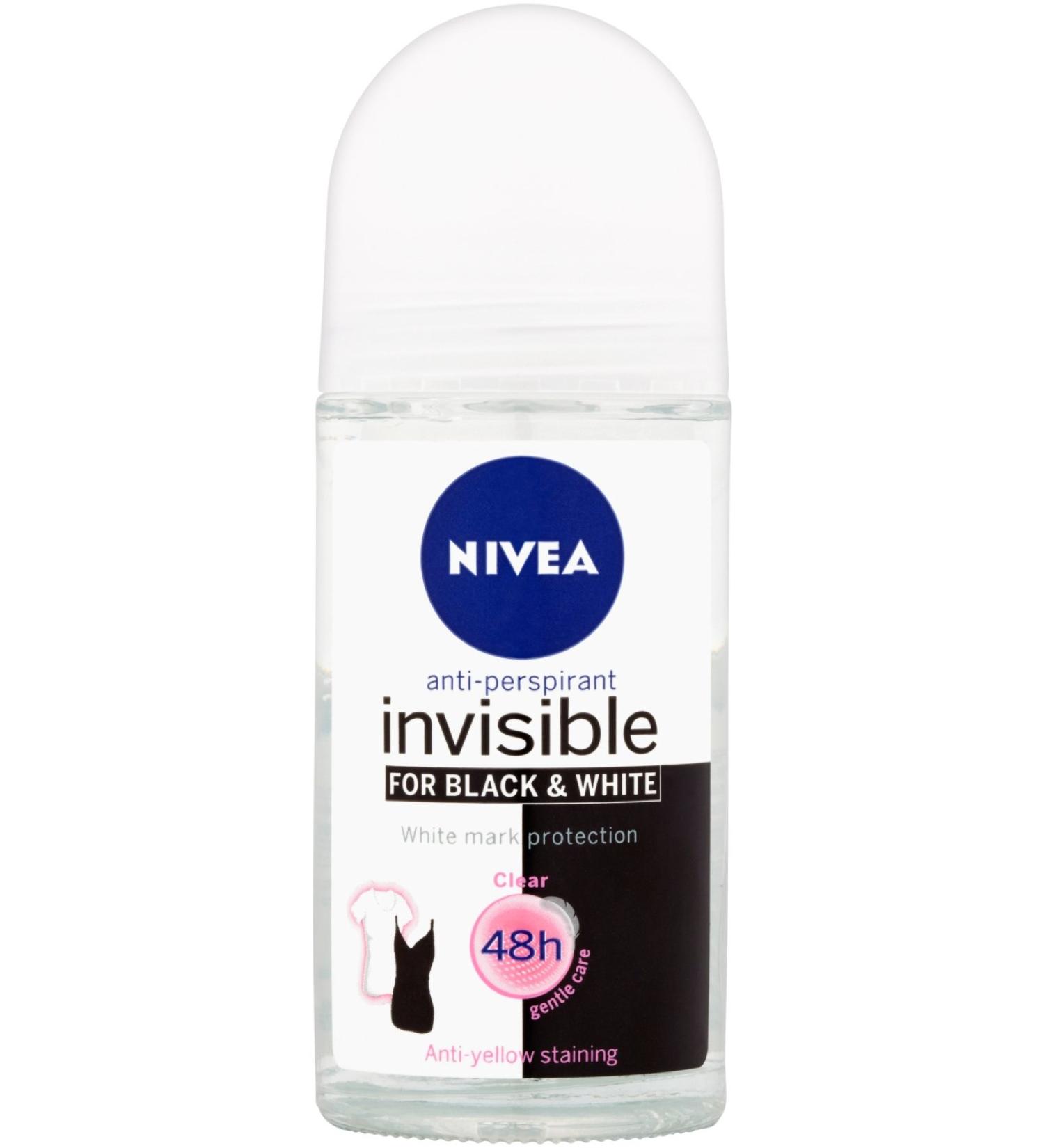 NIVEA 50ml Invisible Black And White Clear Roll On Anti Perspirant Deodorant original 1 Count 1.69 Fl Oz (Pack of 1) Original - Buy Online on GoSupps.com