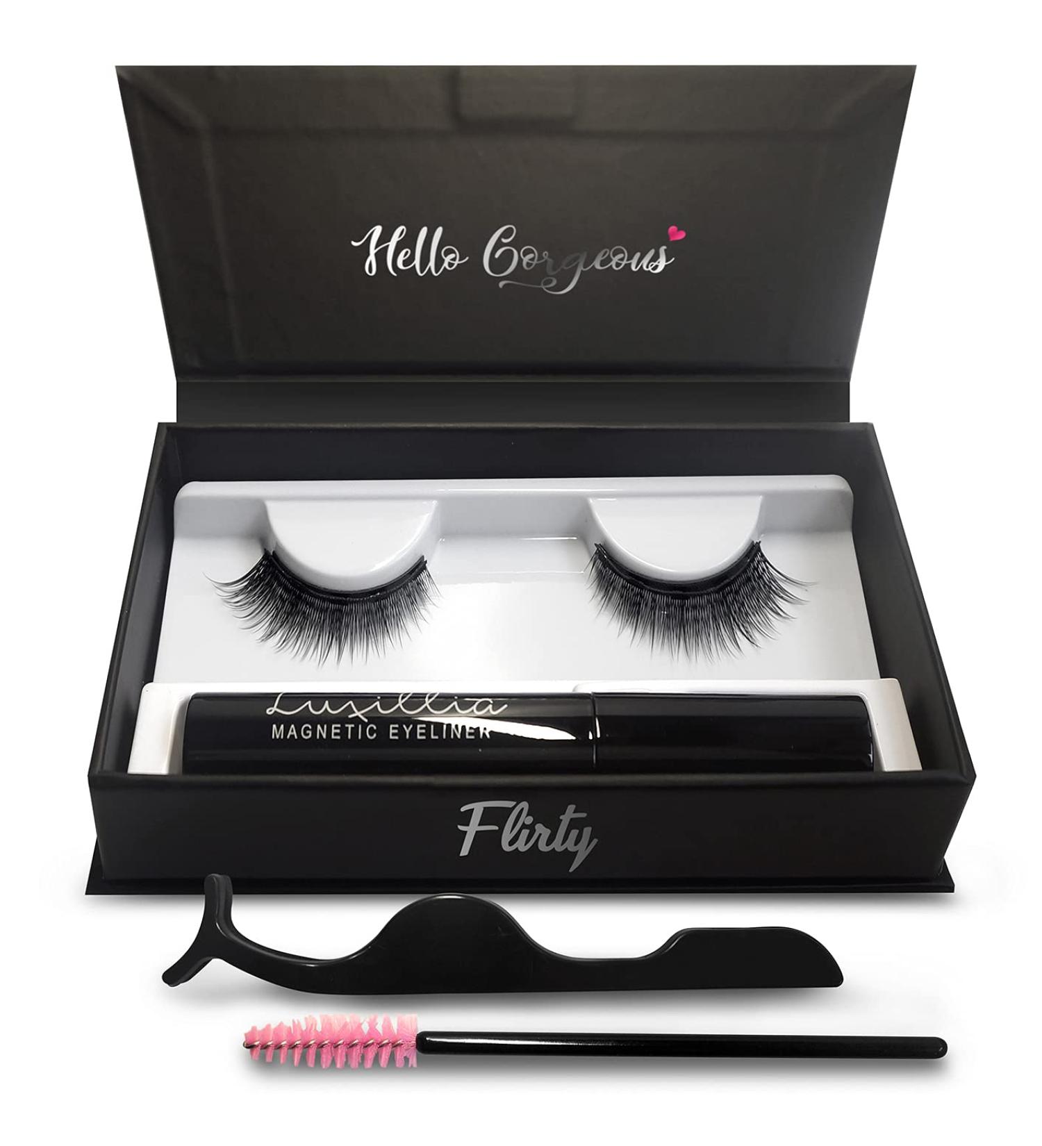 Luxillia Magnetic Lashes & Liner Kit - Reusable 8D & 3D Look, Waterproof Liquid Liner - FLIRTY - Buy Online on GoSupps.com
