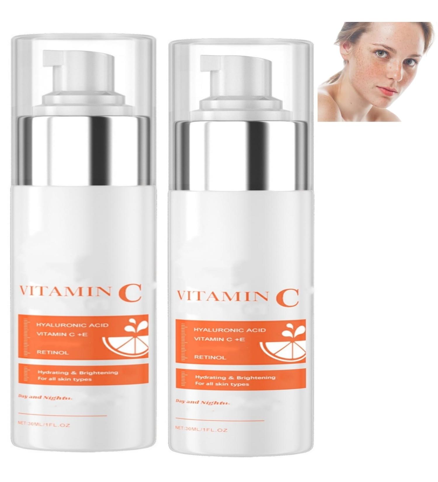 ZHJZGS Vitamin C & Vitamin E Face Serum with Hyaluronic Acid & Retinol - Brightening & Anti-Aging Facial Treatment for Even Complexion Reduce Spots (2PCS) - Buy Online on GoSupps.com