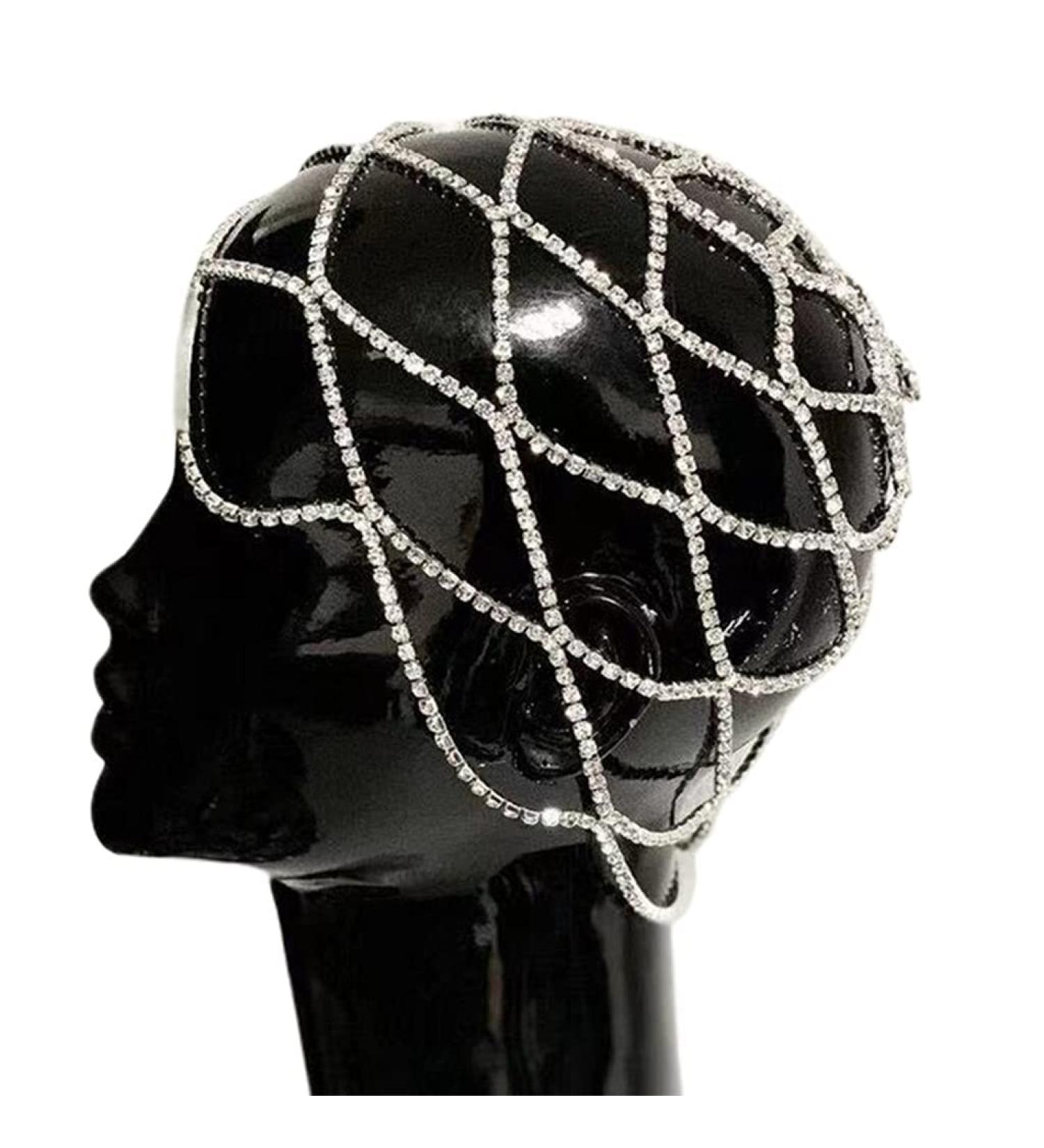 YO-HAPPY Hollow Rhinestone Mesh Headwear | Luxury Crystal Wedding Head Chain & Hair Accessories for Women - Buy Online on GoSupps.com