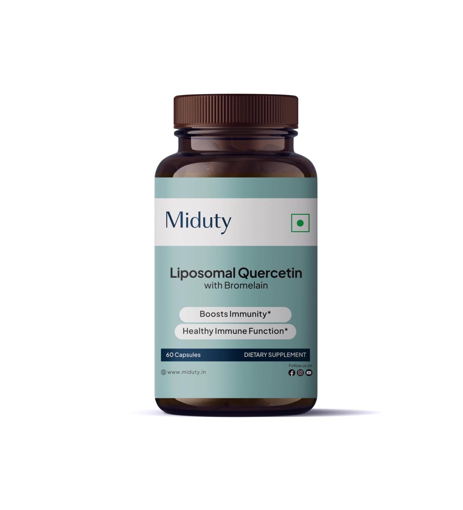 Miduty by Palak Notes Liposomal Quercetin - Bromelain - Stinging Nettle - Gluten Free - Non-GMO - 60 Capsules - Buy Online on GoSupps.com