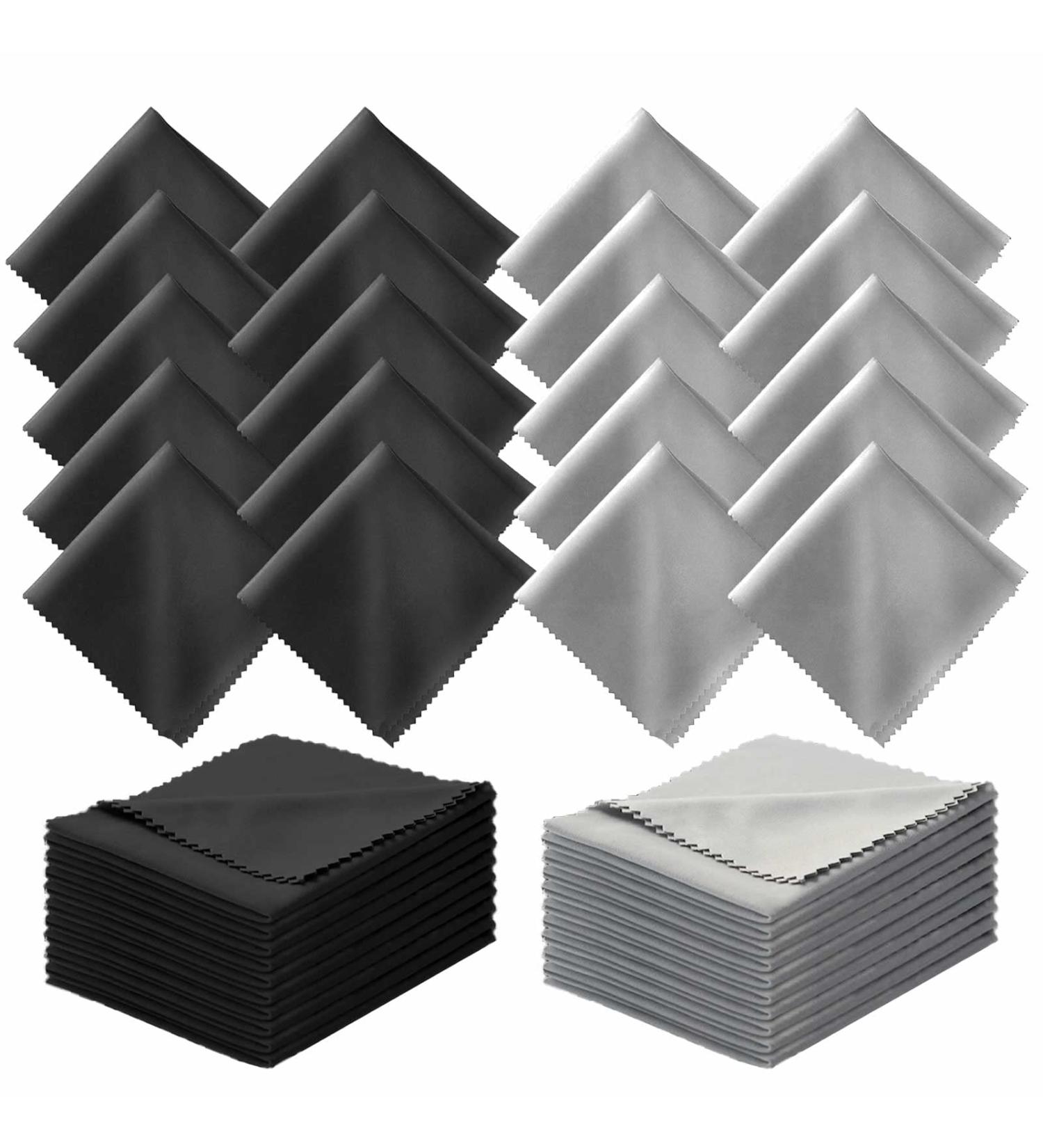 20 Pack Microfiber Cleaning Cloths for Glasses & Screens - High Quality 6x7 inches Black/Gray - Buy Online on GoSupps.com