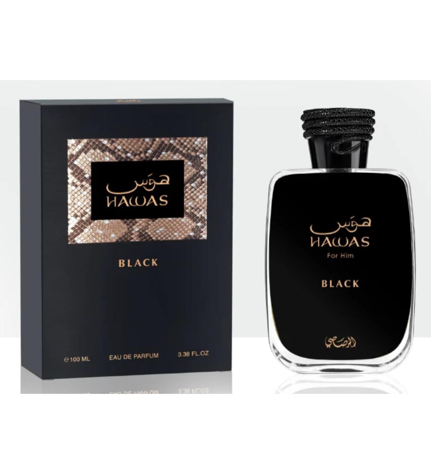 Hawas Black for Men Eau de Parfum 3.33 oz - Long Lasting Notes - Rich with woody citrus and mossy
