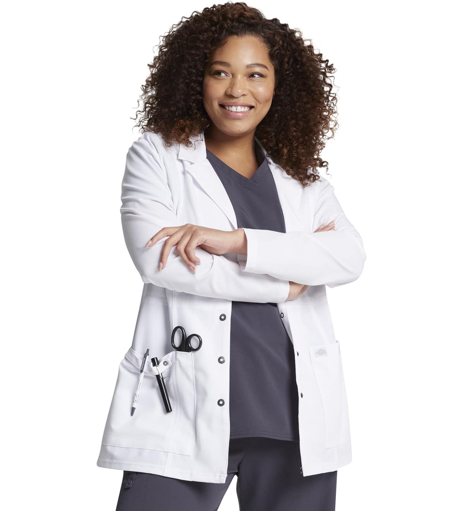 Dickies Xtreme Stretch Women Scrubs Lab Coats 28 Snap Front 82400 Medium White - Buy Online on GoSupps.com