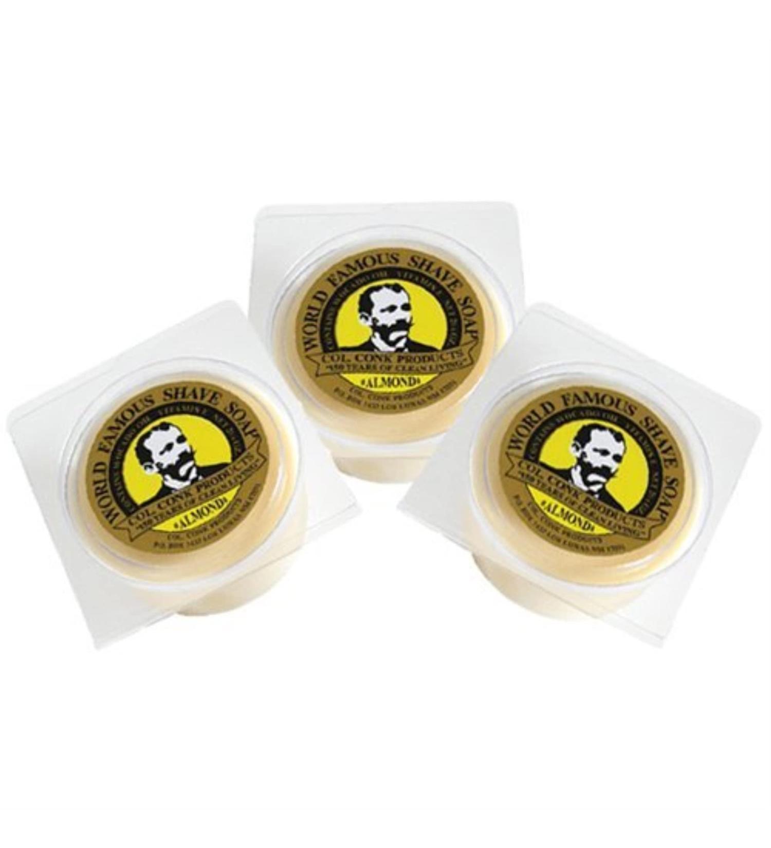 Col. Conk World's Famous Shaving Soap, Almond 3 - Pack Each Net Weight 2.25 Oz by Colonel Conk