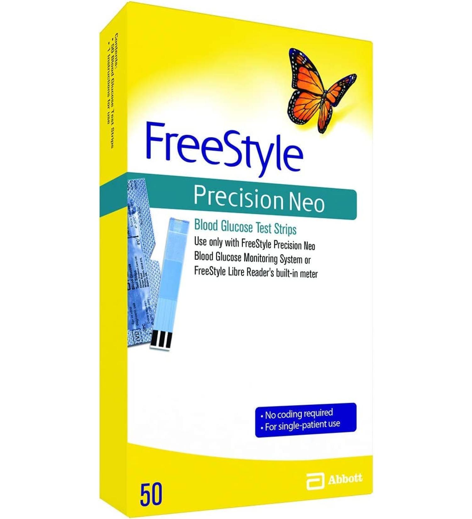 Freestyle Blood Glucose Test Strips - Precision Neo 50 Test Strips - 'Pack of 2'