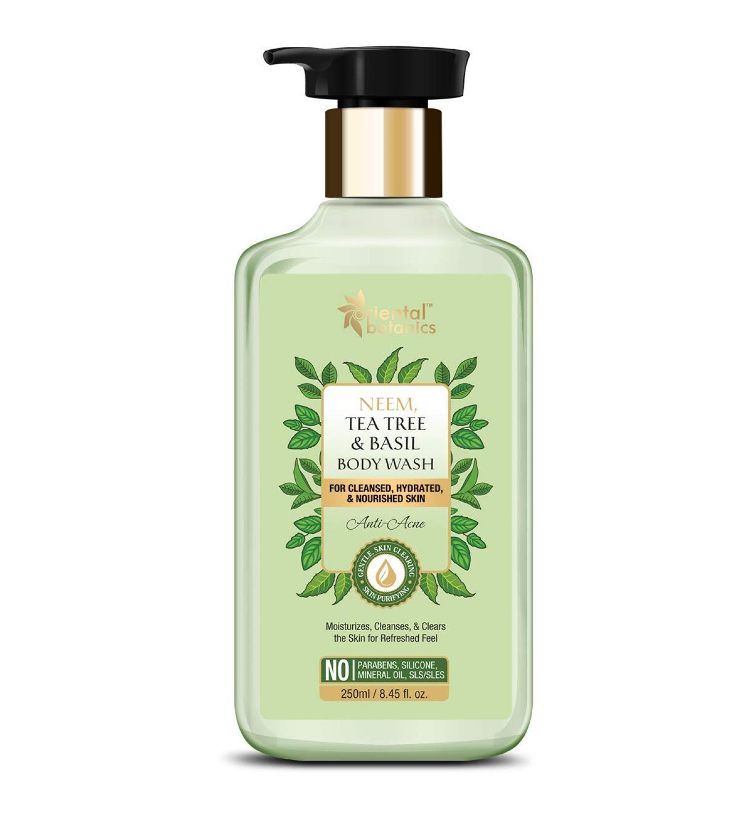 St.Bota'nica Oriental Botanics Neem Tea Tree and Basil Anti Acne Body Wash - No Parabens and Sulphates Cruelty Free and Vegan (250 ml)