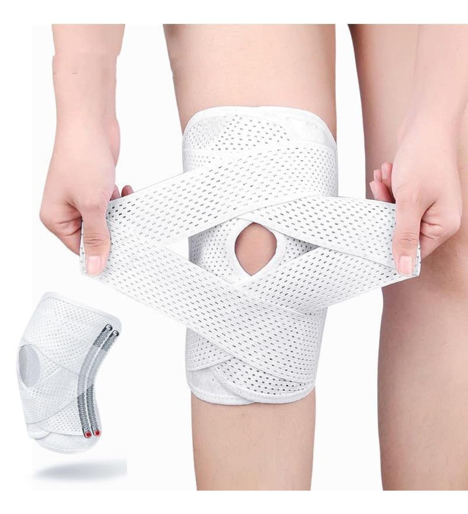 Knee Brace with Side Stabilizers - Professional Compression Sleeve for Men & Women | XL White for Workout Running & Fitness - Buy Online on GoSupps.com