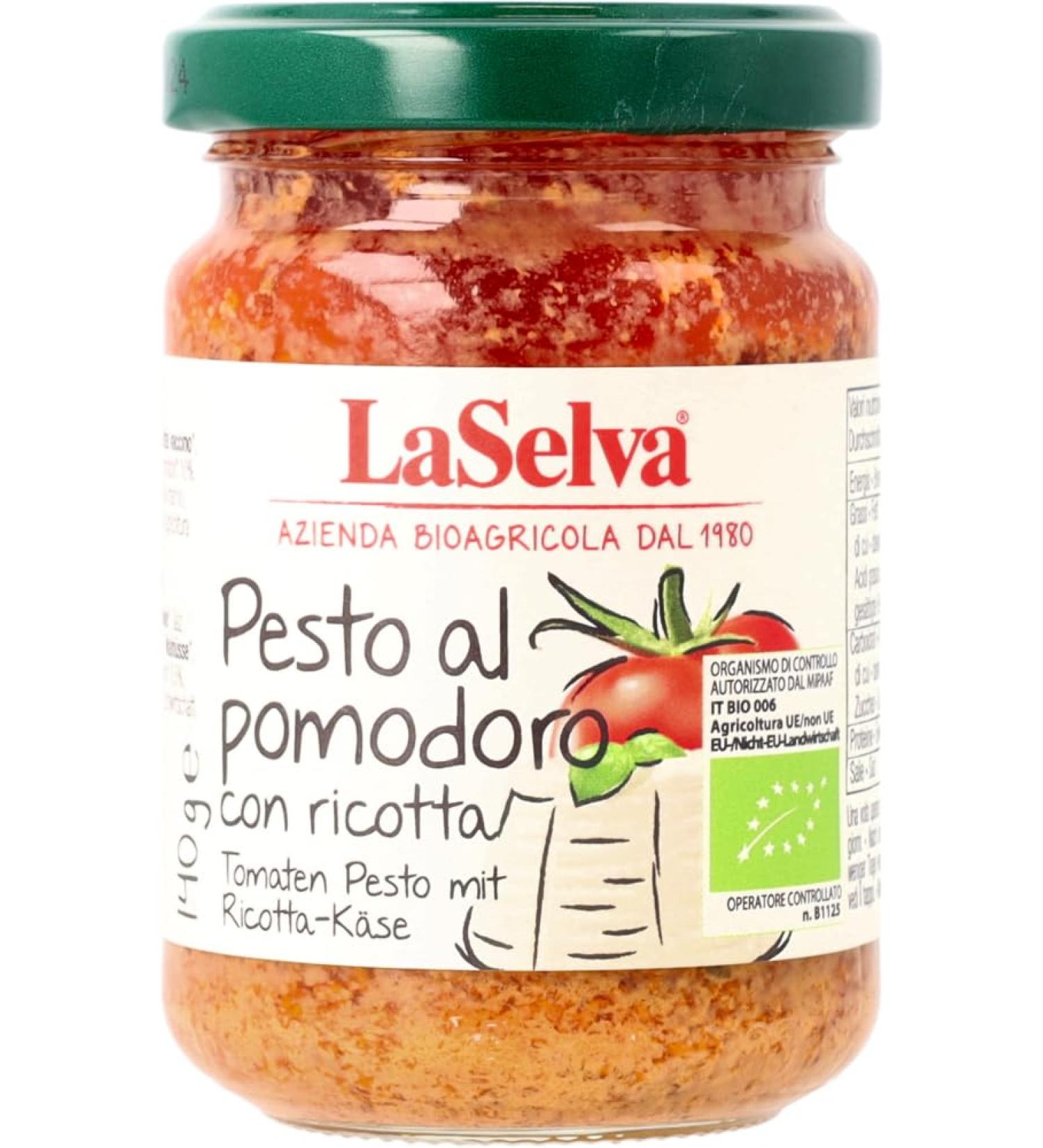 LaSelva La Selva Organic Tomato Pesto with Ricotta Cheese - Tomato Seasoning Paste (2 x 140 g)