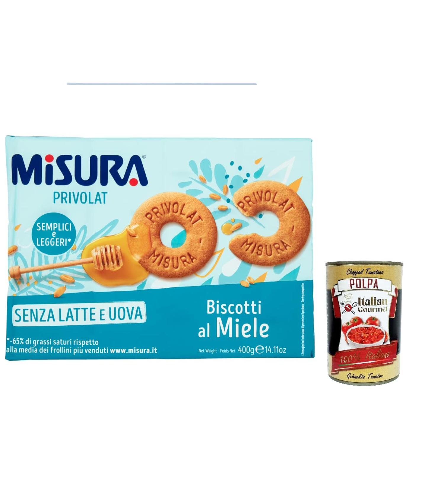  Italian Gourmet E.R. Misura Privolat al miele Pack of 12 honey biscuits dairy and egg free biscuits 400g + polpa Italian Gourmet 400g - Buy Online on GoSupps.com