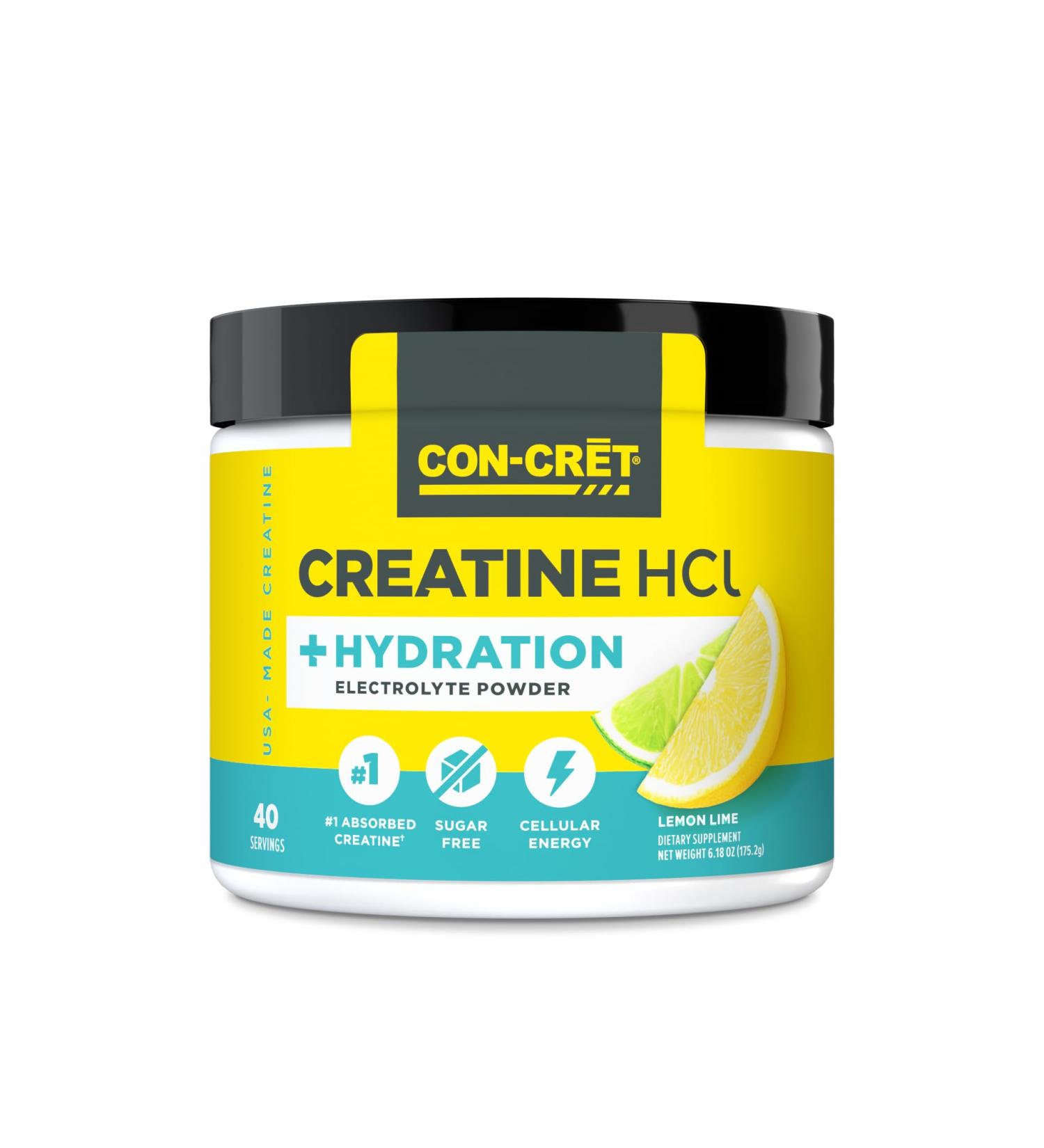 Creatine HCl + Hydration | Sugar Free Electrolyte Powder | Lemon Lime | Rehydration Formula with Potassium Sodium Zinc & Magnesium - 40 Servings - Buy Online on GoSupps.com