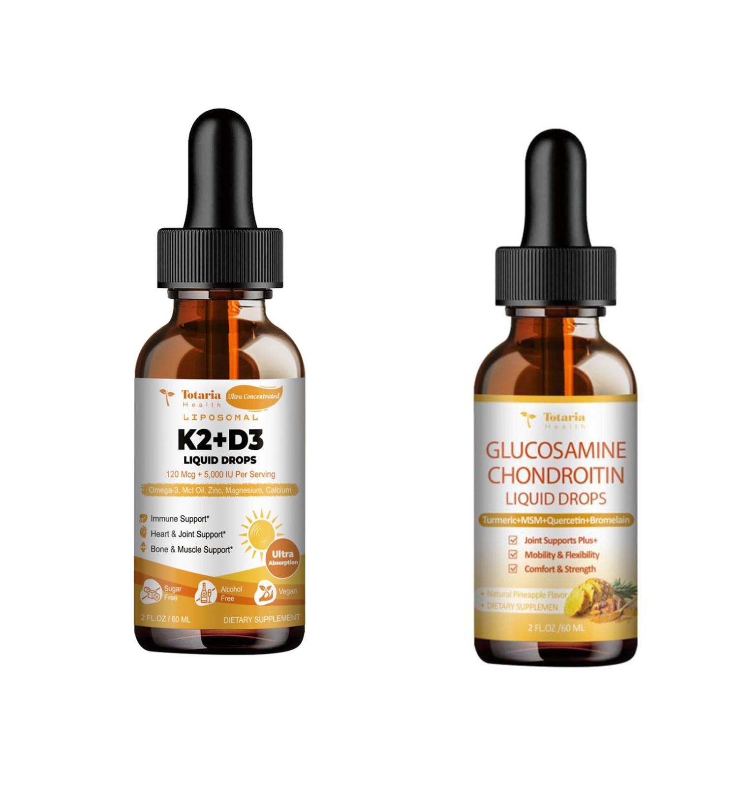 Liquid Vitamin D3 K2 + Glucosamine Chondroitin MSM - Buy Online on GoSupps.com