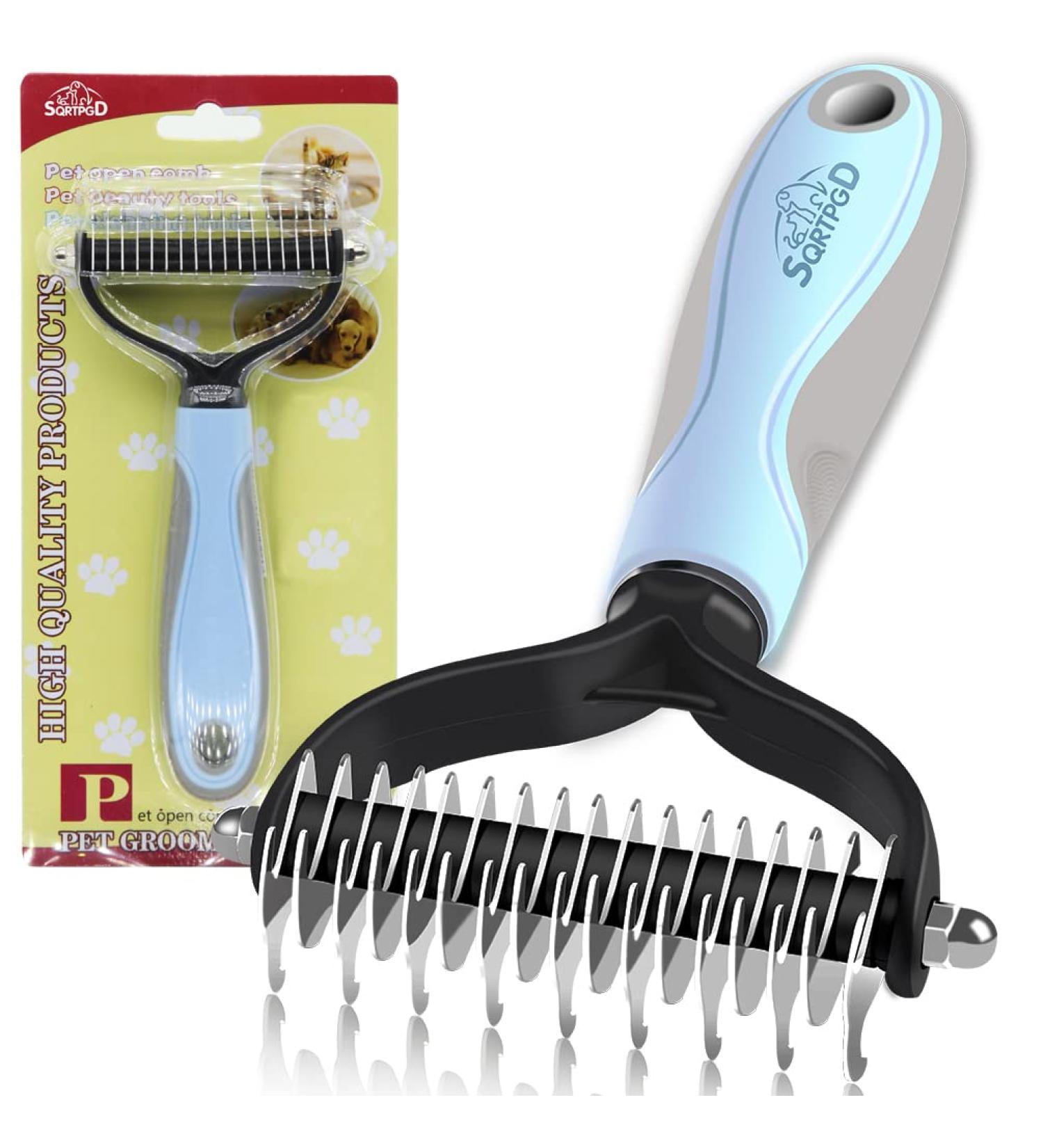 Professional 2 Sided Pet Grooming Brush for Cats & Dogs - Dematting Comb and Undercoat Rake - Buy Online on GoSupps.com