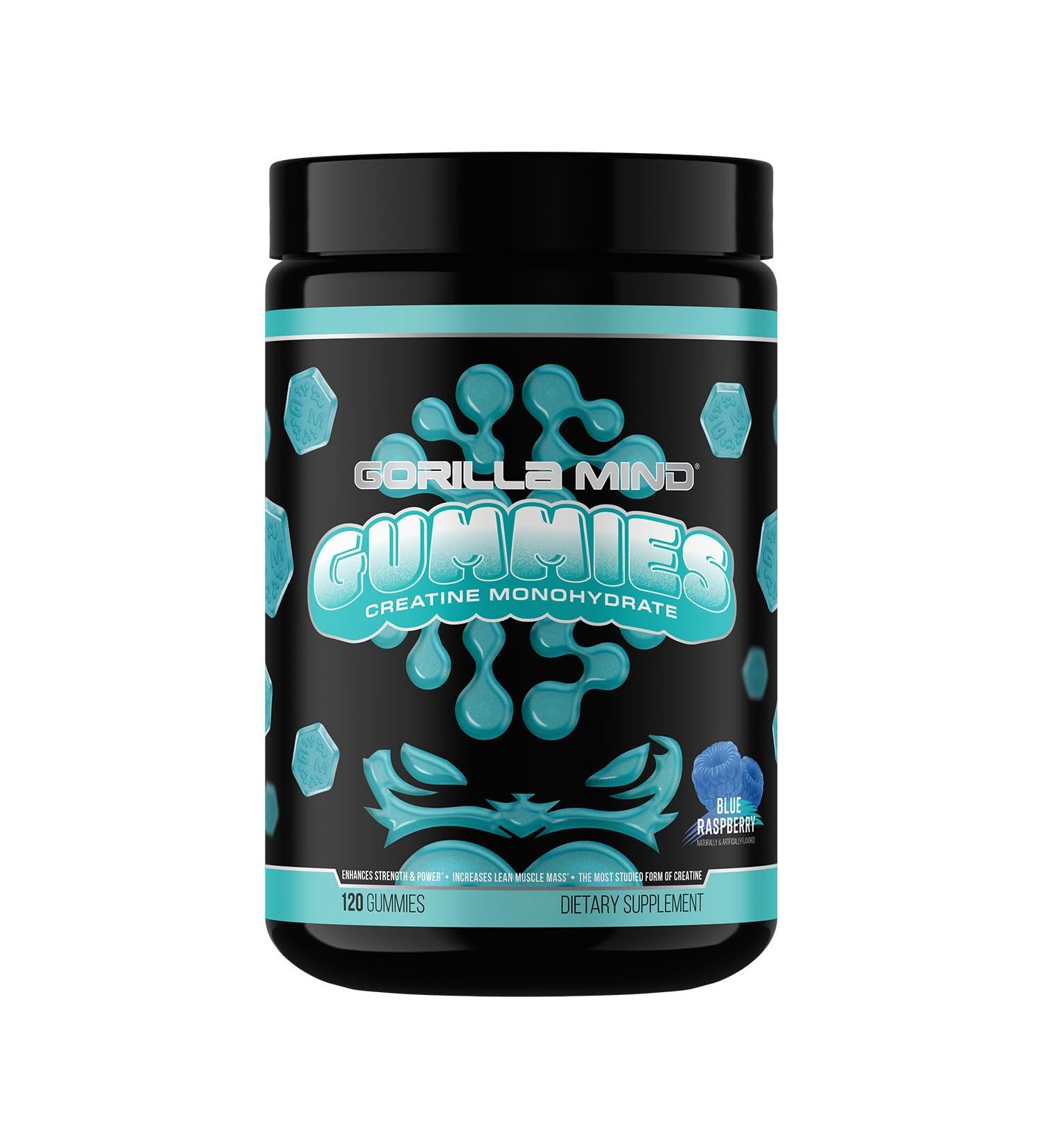 Gorilla Mind Creatine Gummies - Third-Party HPLC Tested | 5g Creapure Creatine Monohydrate | Verified Potency & Purity | Strength Power Lean Muscle | No Added Sugar | Blue Raspberry Flavor - Buy Online on GoSupps.com