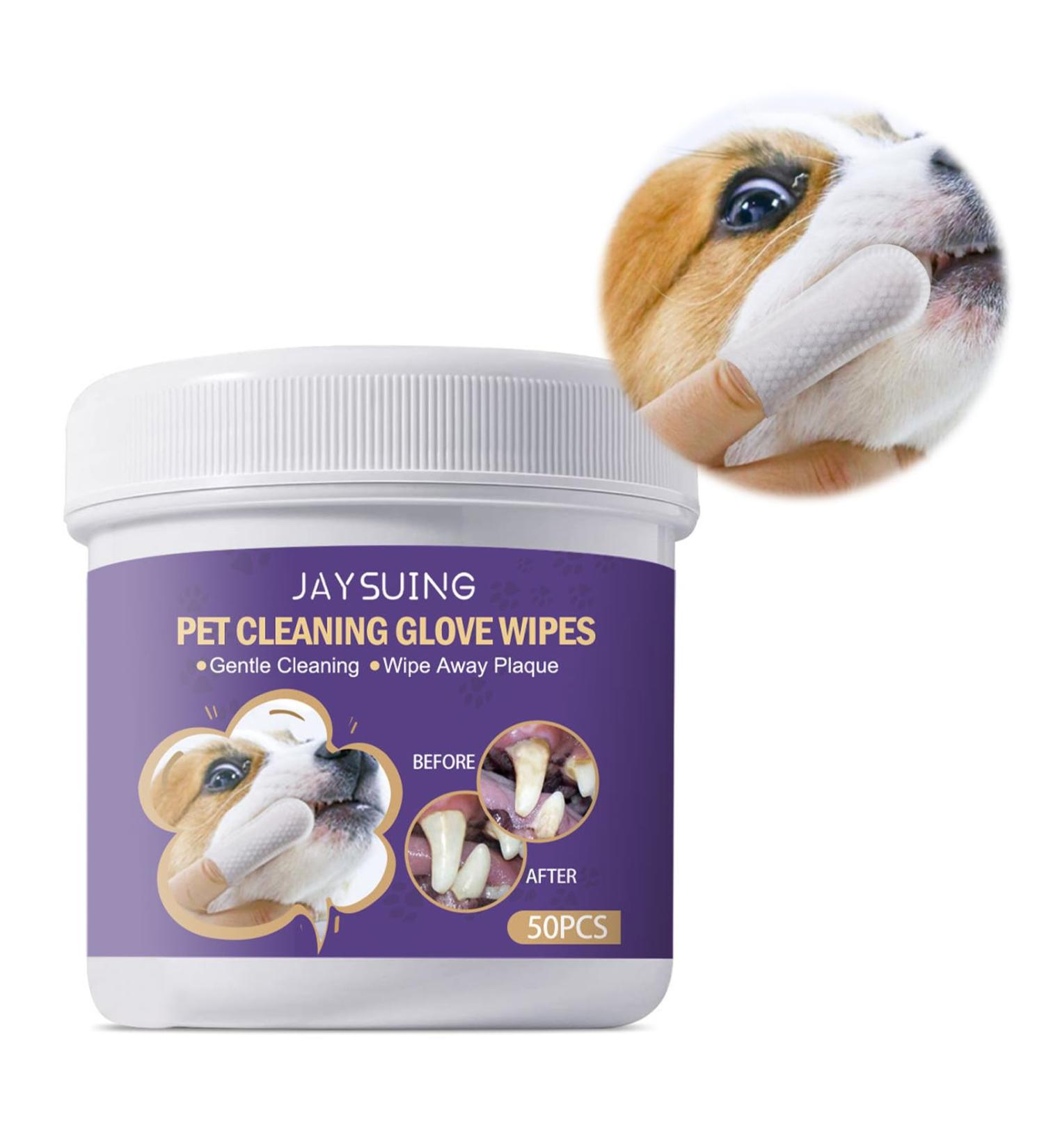 50 Pieces Dog Dental Care Finger Pads & Cleaning Wipes - Optimal Oral Hygiene for Pets - Buy Online on GoSupps.com