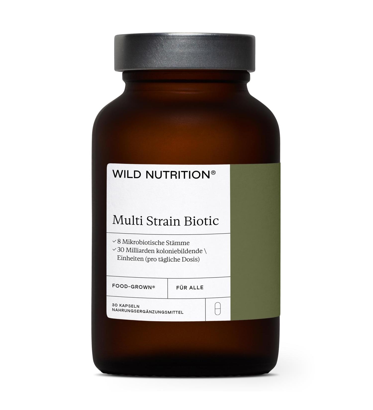 Wild Nutrition Food-Grown Multi Strain Probiotics | 30 Billion Bacteria for Intestinal Health | 30 Capsules - Buy Online on GoSupps.com