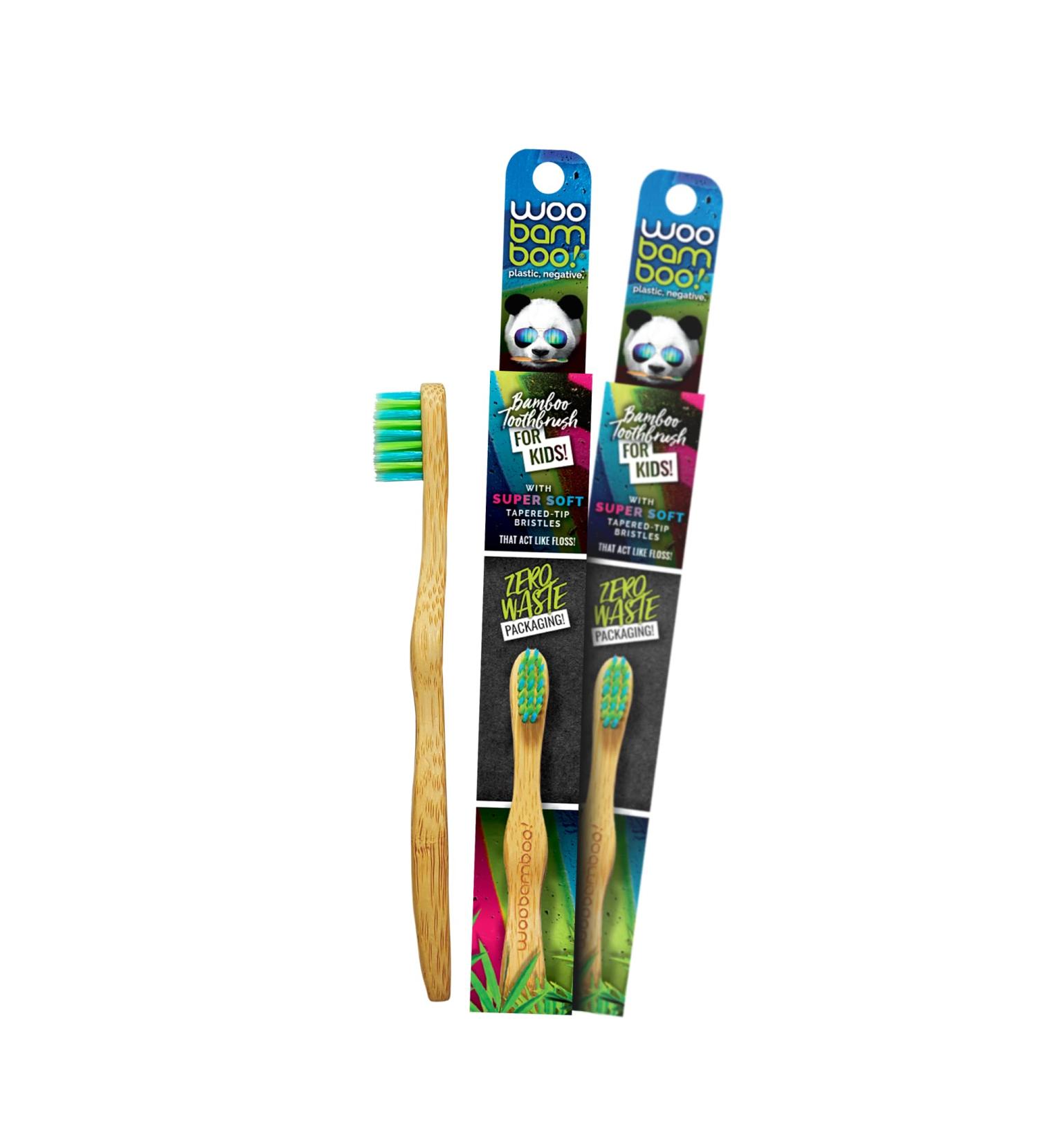 Woobamboo Kid's Bamboo Toothbrush 2 Pack - Super Soft BPA Free Nylon Bristles - Buy Online on GoSupps.com