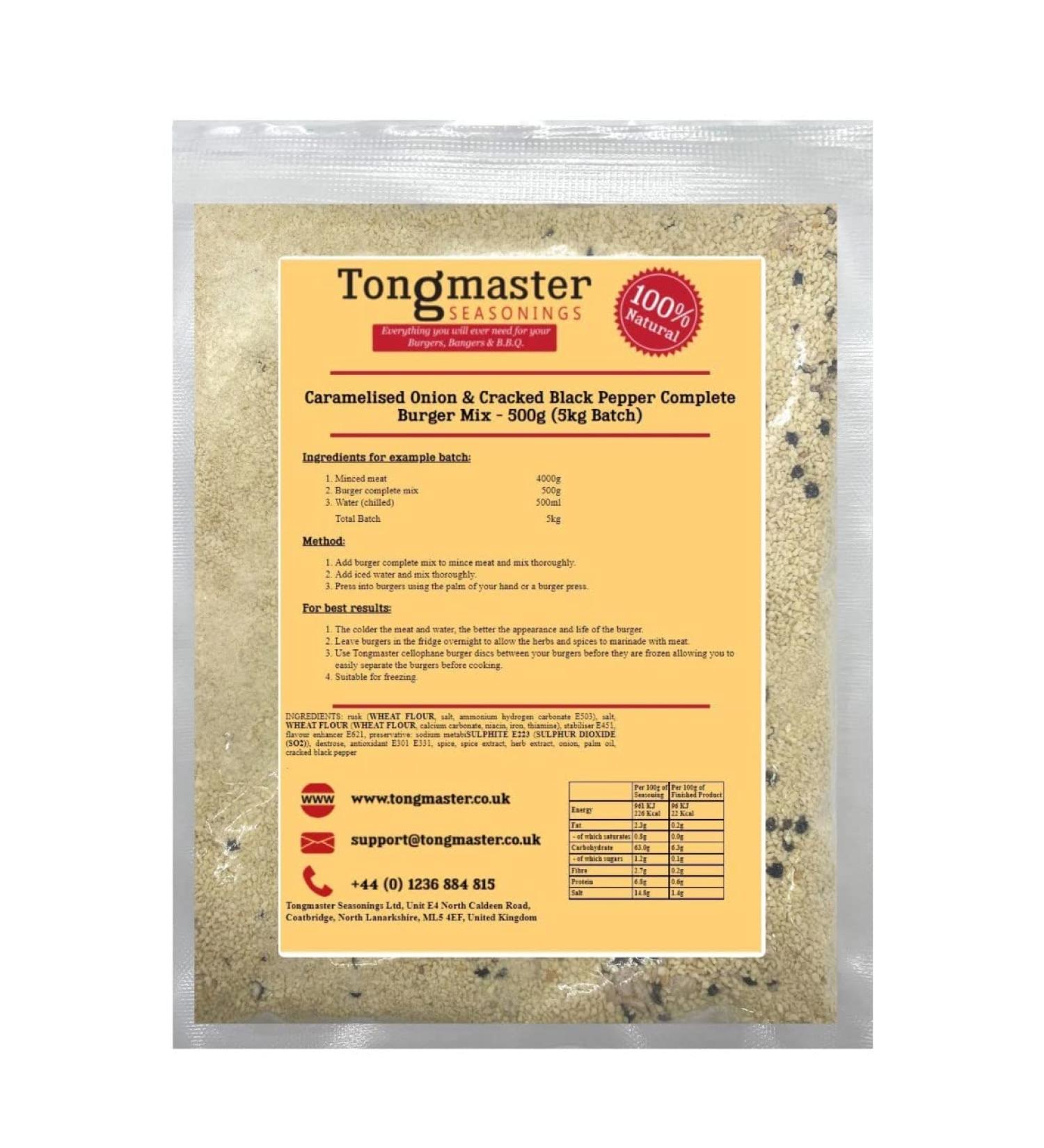 Caramelised Onion & Cracked Black Pepper Complete Burger Mix - 500g (5kg Batch)