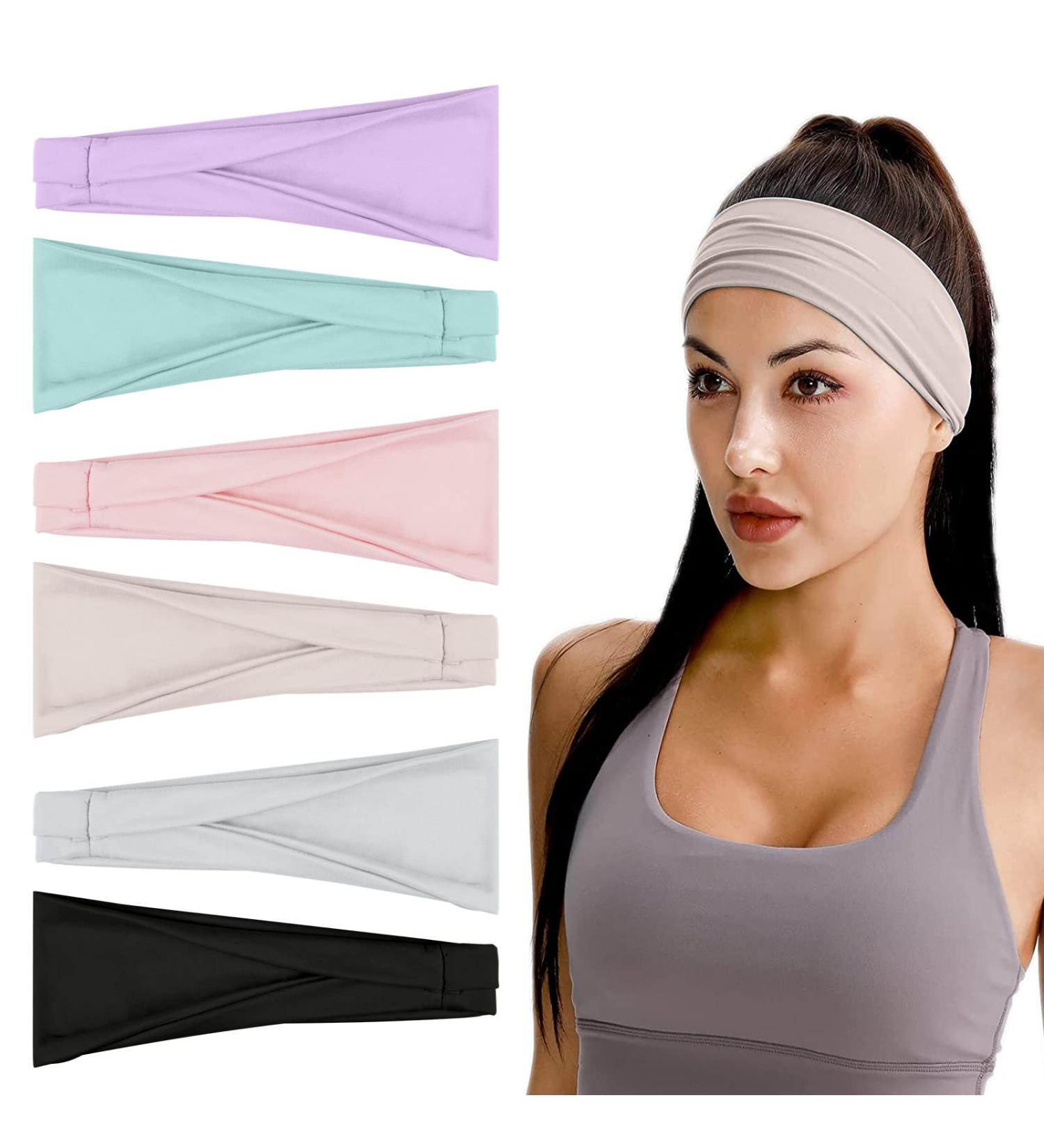 Flintronic 6 PCs Women's Sports Headbands - Cotton Stretch Wicking & Stretchy for Running Yoga & Fitness - Mixed Light Colors - Buy Online on GoSupps.com