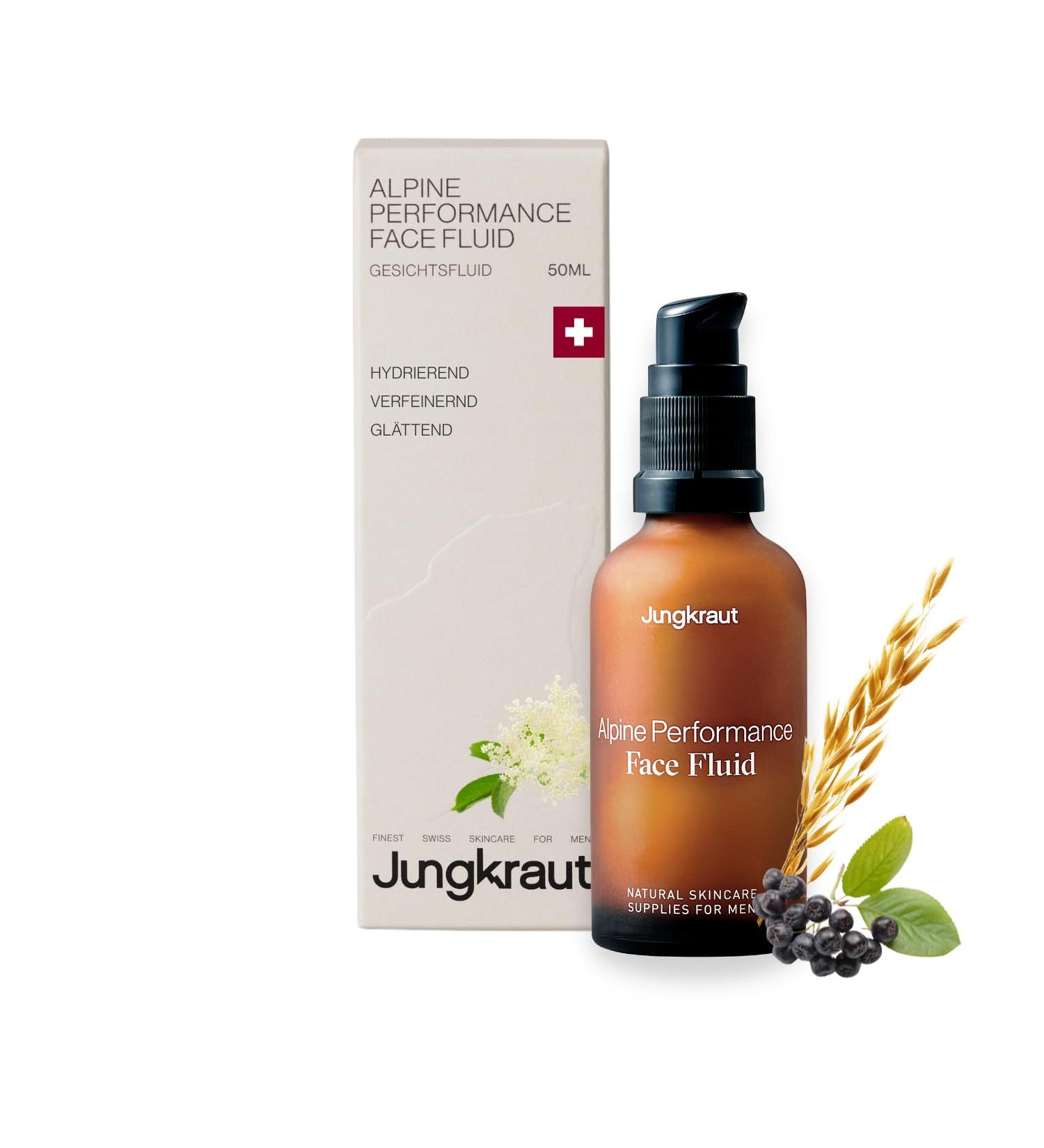 Jungkraut Alpine Performance Face Fluid Face cream for men 1x50 ml natural face cream with hyaluron and antiaging effect intensively hydrates ultralight and quickly absorbed - Buy Online on GoSupps.com