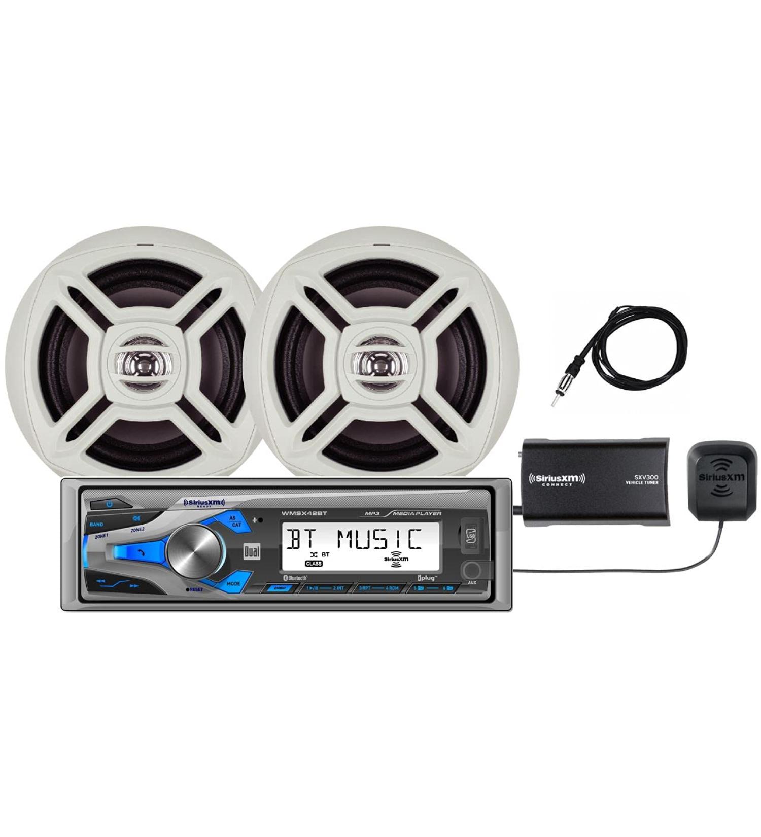 Dual Electronics Marine Stereo with Bluetooth & SiriusXM Tuner, 2 Speakers & Antenna - WCPSX422BT - Buy Online on GoSupps.com
