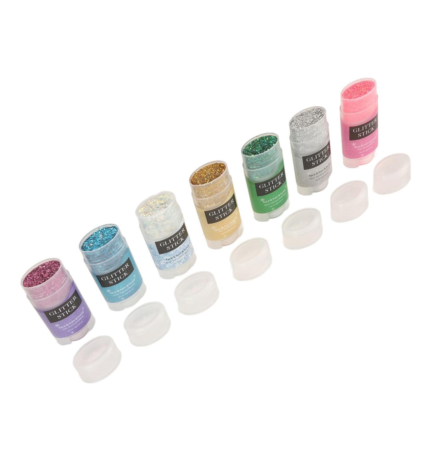 Buy 7 Bottles Holographic Body Glitter Sticks - Vibrant Colors & Chunky Sequins for Face Hair & Festival Makeup - International Shipping Available - Buy Online on GoSupps.com