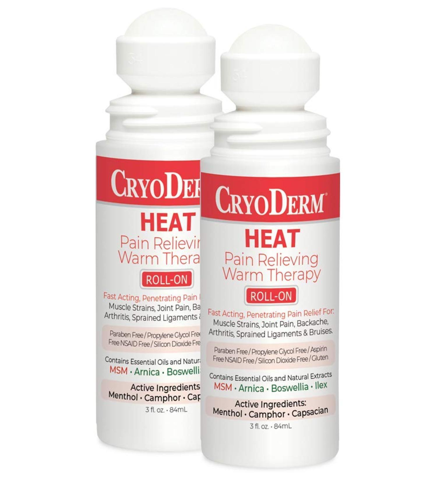 Pkg of 2 CryoDerm Heat Roll-On - Fast Relief for Muscle Pain - Buy Online on GoSupps.com