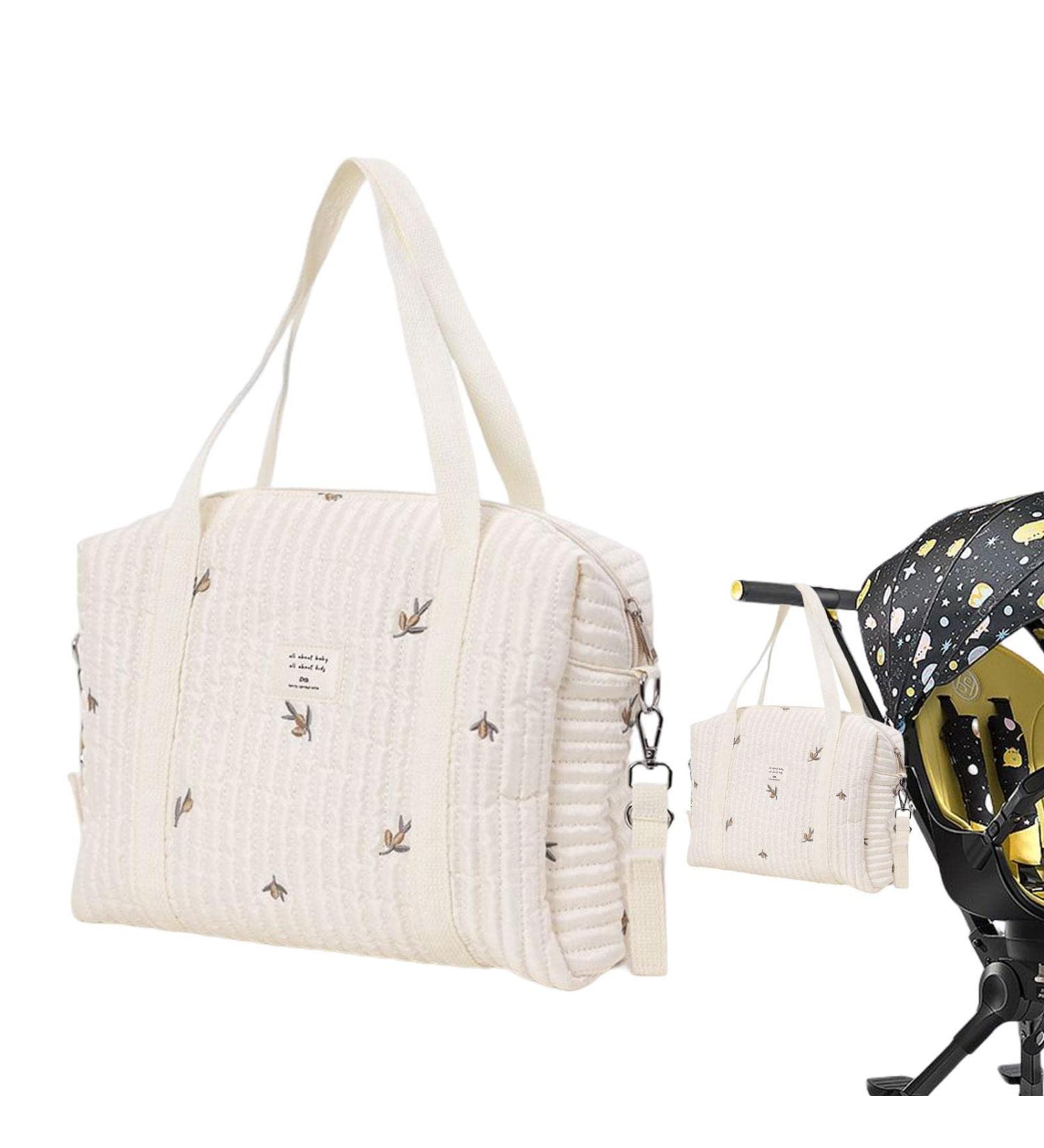 Moxeupon Embroidery Baby Diaper Bag | Multifunctional Portable Stroller & Travel Diaper Bag | Large Capacity Cotton Carry Bag #02 - Buy Online on GoSupps.com