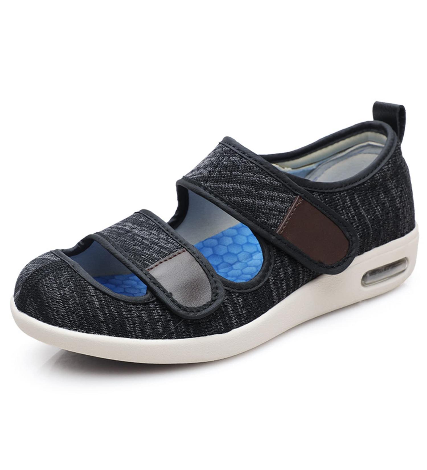 KXSM Adjustable Diabetic Shoes Wide Width Lightweight Non-Slip Rubber Sole - Grey - Size 45 | Ideal for Edema, Plantar Fasciitis, Bunions, Arthritis, Swollen Feet | Elderly Shoes - Buy Online on GoSupps.com