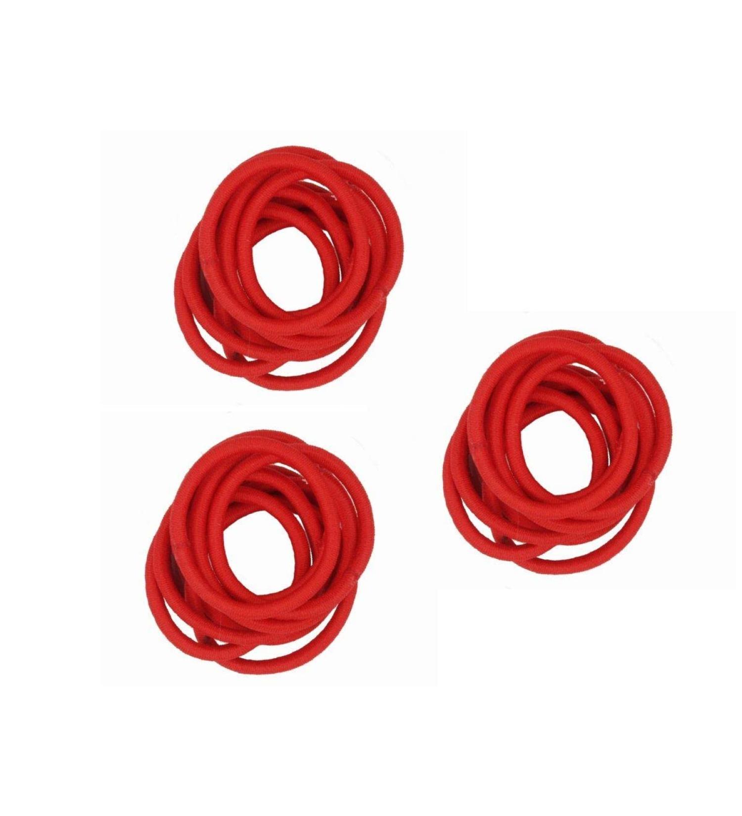 Hair ties thick elastic without metal red 30 pieces