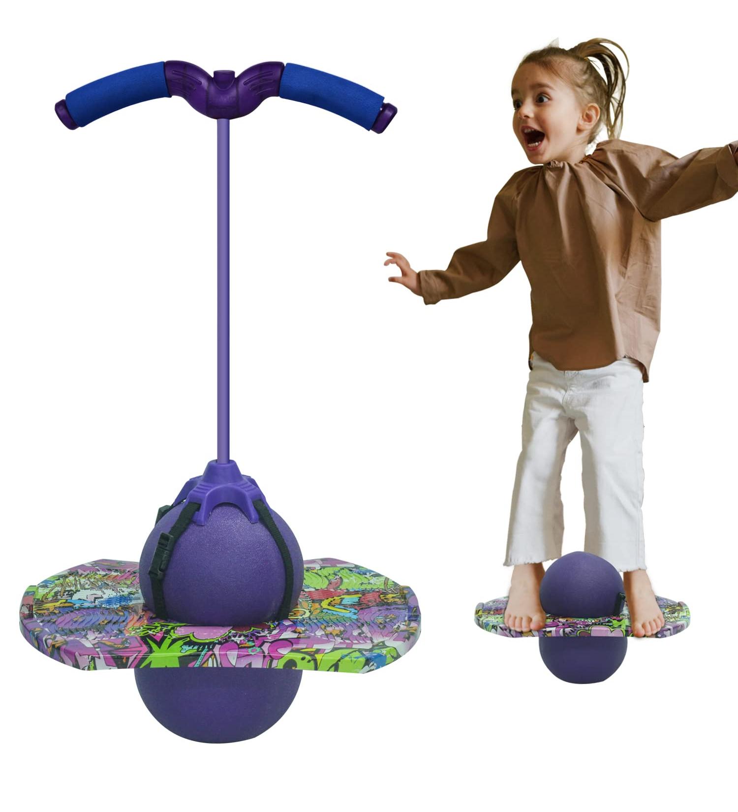 Adjustable Handles Pogo Ball | Air Pump Included | Balance Exercise for Kids & Adults | Max 200LB Load | Purple - Buy Online on GoSupps.com