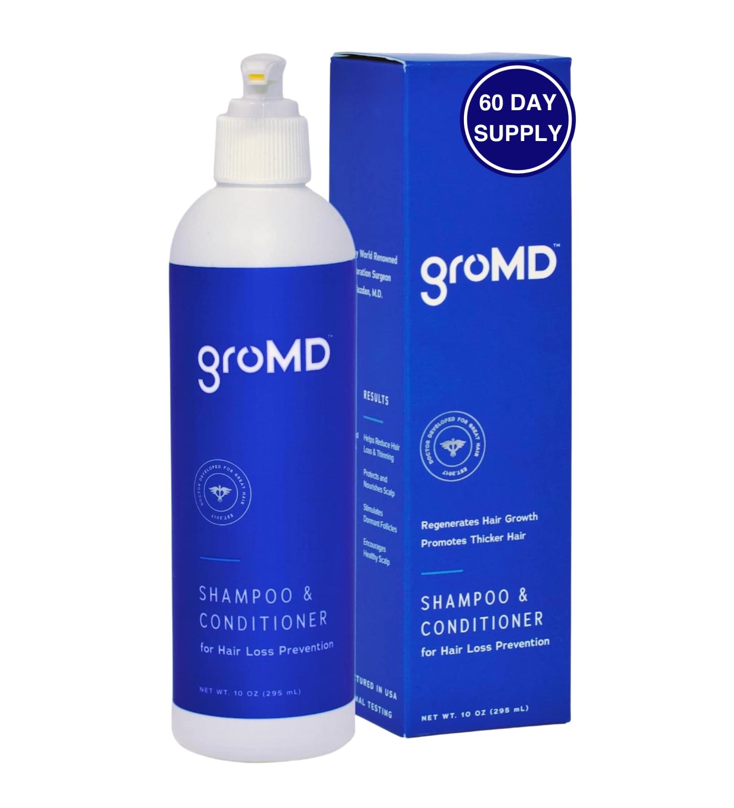 GroMD Biotin Shampoo and Conditioner - Hair Growth & Loss Treatment for Men & Women - Contains Argan Oil & DHT Blockers - Doctor-Formulated - 10 oz - Buy Online on GoSupps.com