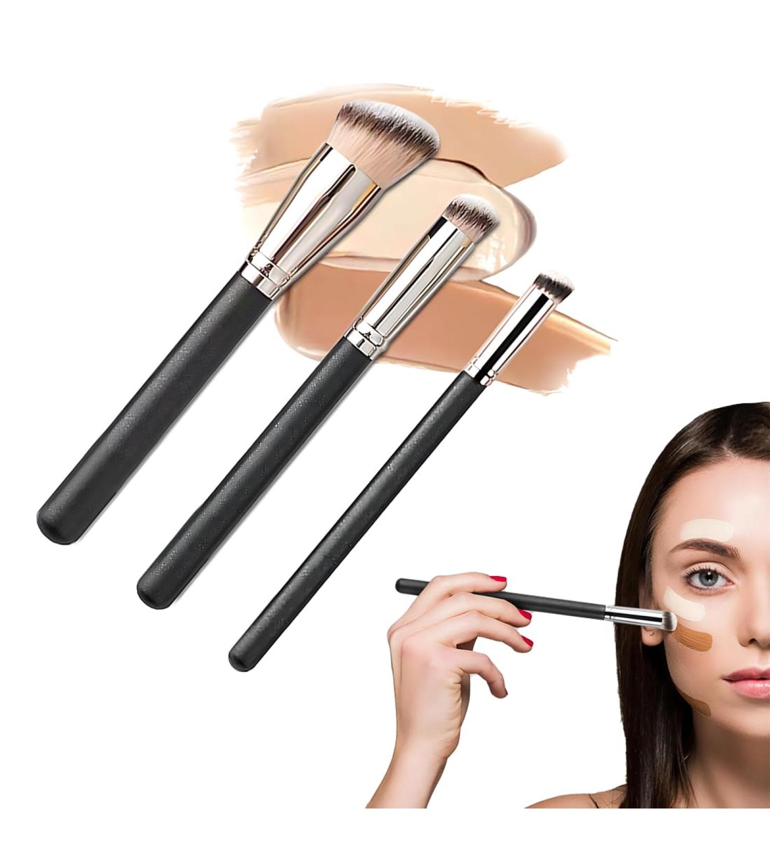 Zeayebsr 3 Pieces Foundation Brush Liquid Foundation Brush Concealer Brush Make Up Brush with Soft Synthetic Fiber Face Make Up Brushes for Creamy Powder or Liquid Foundation - Buy Online on GoSupps.com