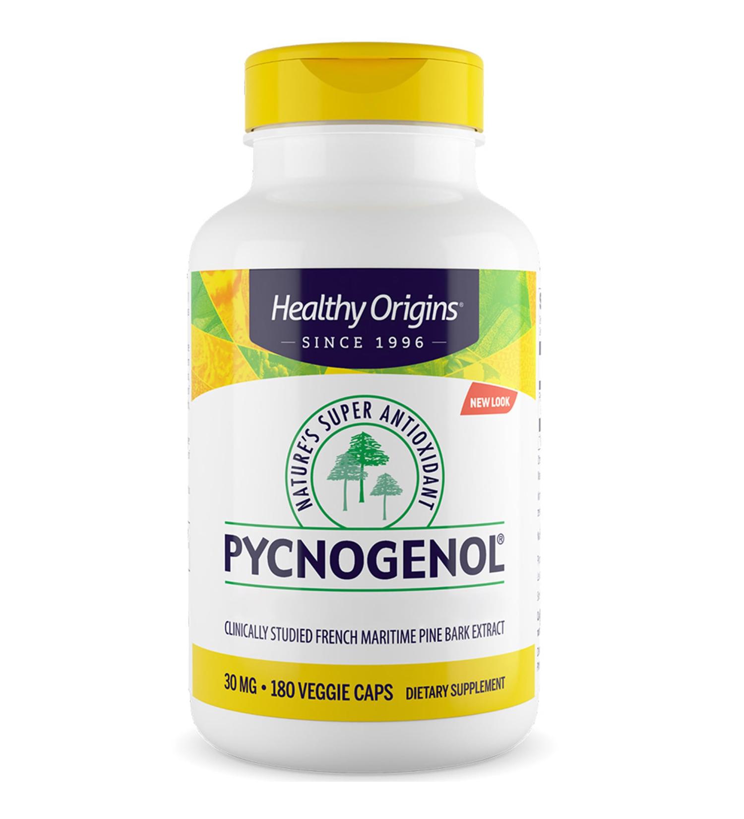 Healthy Origins Pycnogenol 30mg Pine Bark Extract with Procyanidins 180 Vegan Capsules Soy Free Gluten Free Vegetarian Non-GMO - Buy Online on GoSupps.com