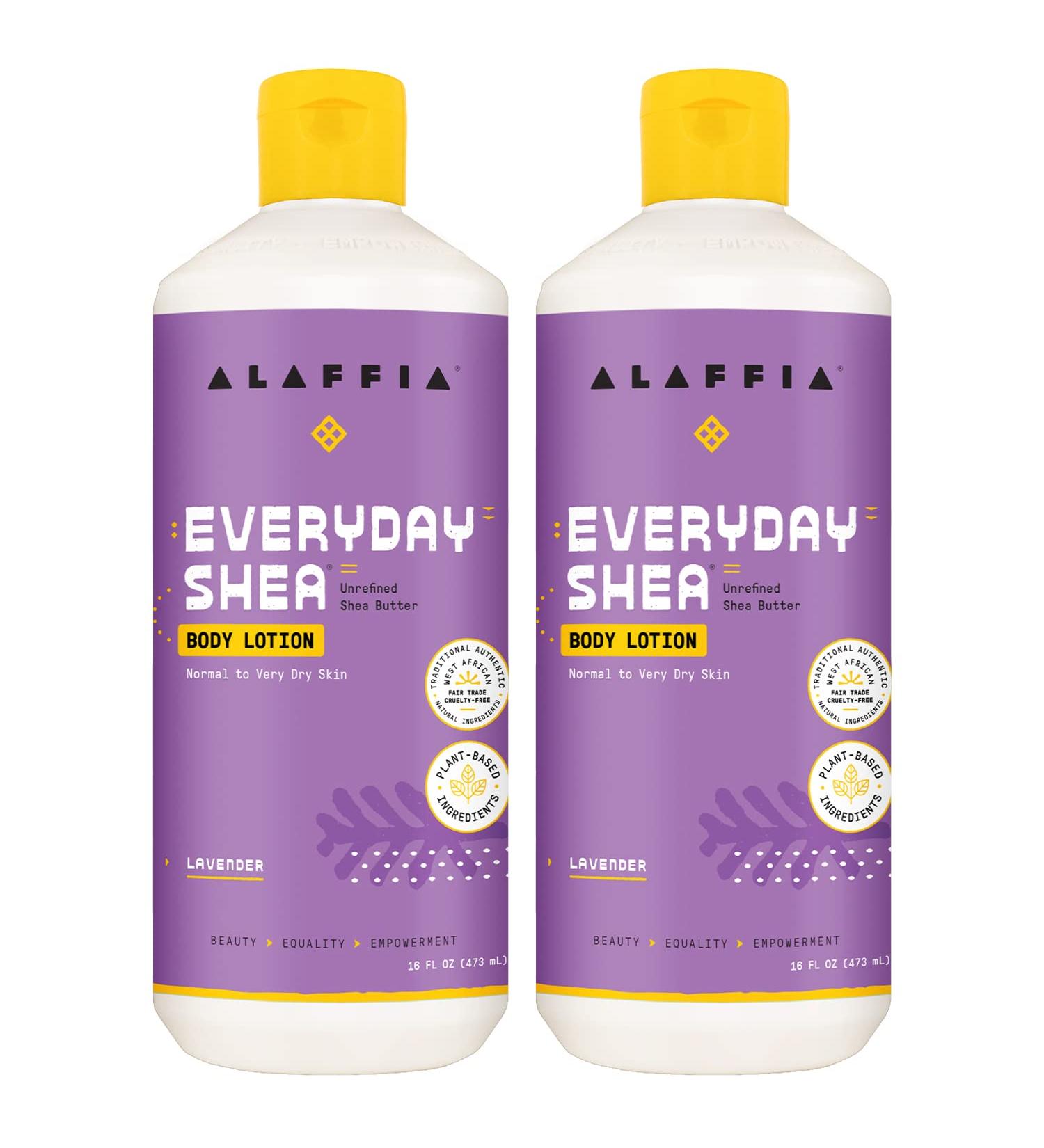 Alaffia Everyday Shea Body Lotion - Moisturizing Support for Normal to Very Dry Skin - Shea Butter and Lemongrass - Fair Trade Lavender - 32 Fl Oz (2 Pack) - Buy Online on GoSupps.com