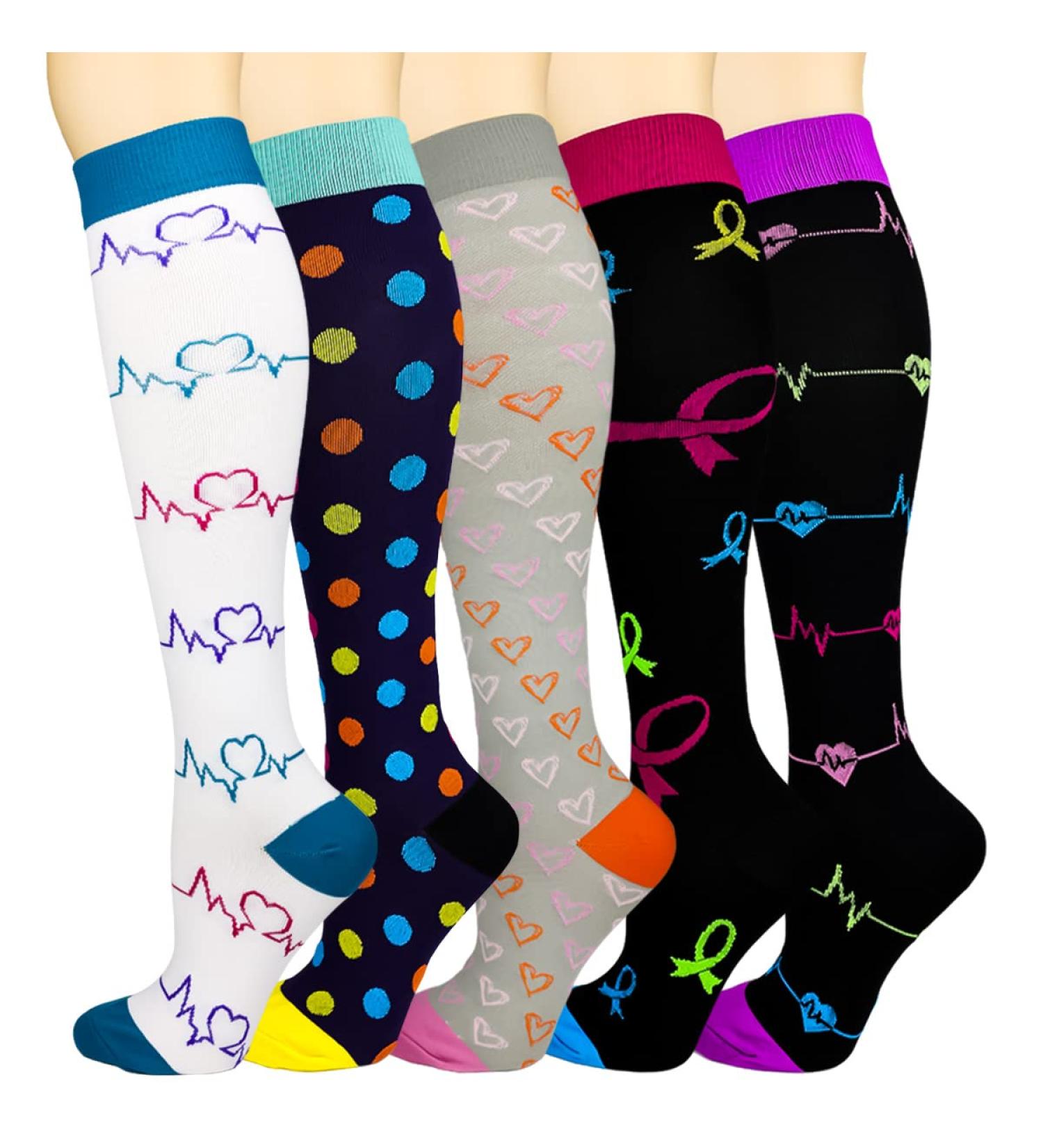 Weekend Peninsula Compression Stockings - 5 Pairs Knee Socks for Men & Women | Sports Travel Pregnancy & Medical Use - S-M Mix01 - Buy Online on GoSupps.com