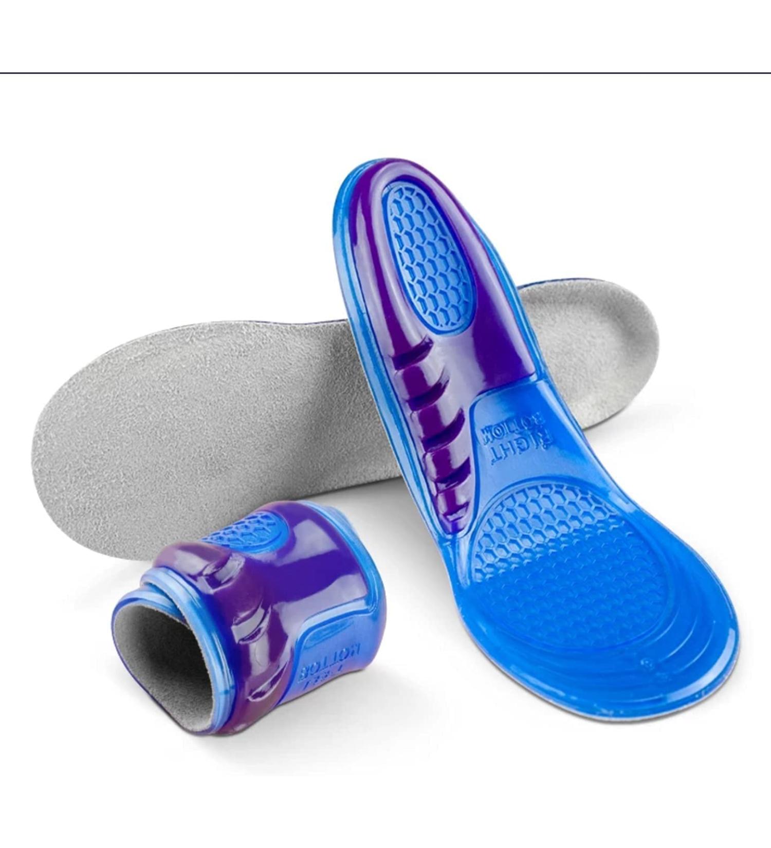Unisex Orthotic Silicone Gel Insoles | Shock Absorbing Full Length Inserts for Boots & Sports Shoes | Massaging Comfort for Feet | Size S (UK 3-6) - Buy Online on GoSupps.com
