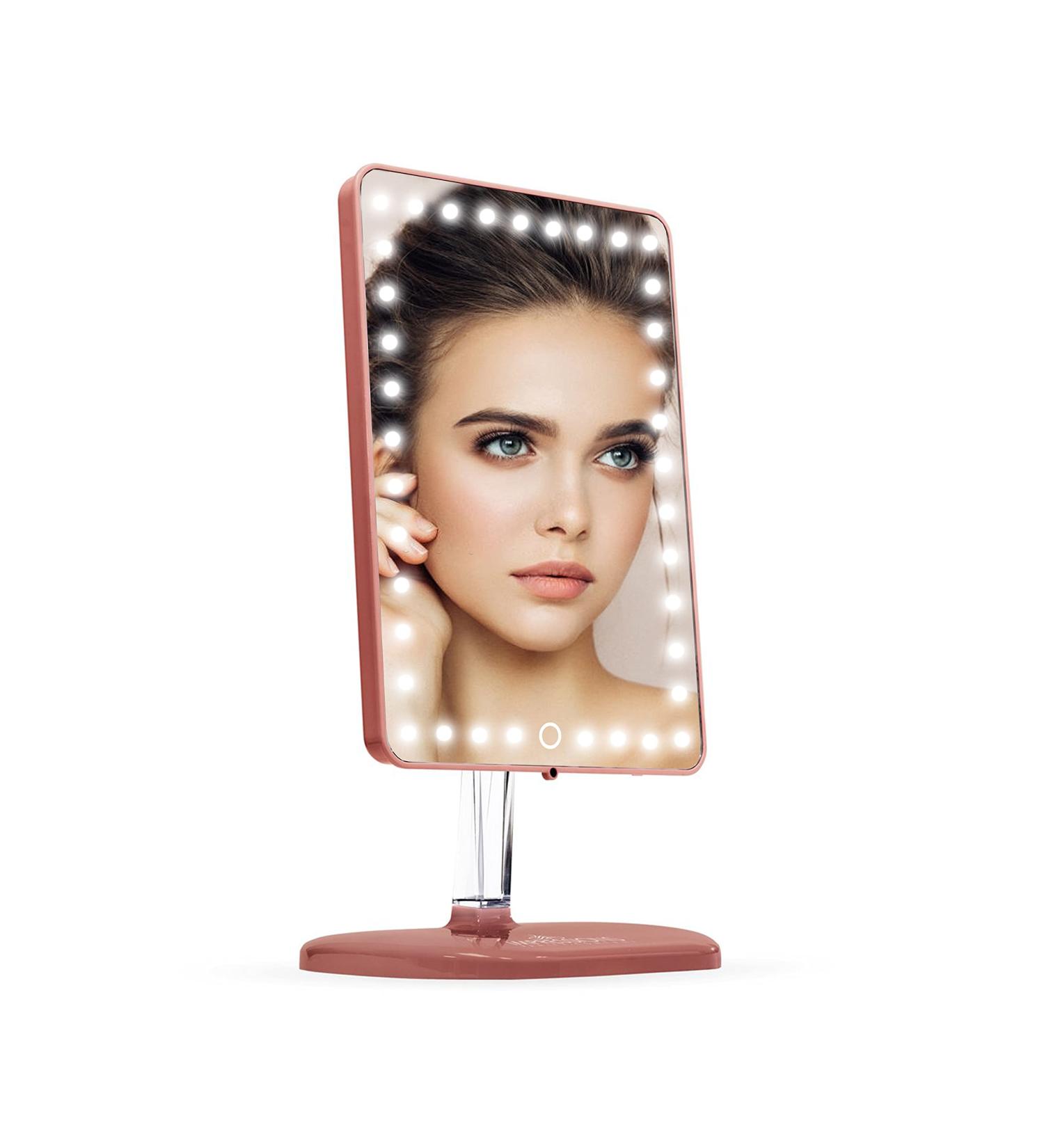 Impressions Vanity Touch Pro Makeup Mirror - LED Lights, Bluetooth Speaker, 360 Rotation, Rose Gold - Buy Online on GoSupps.com