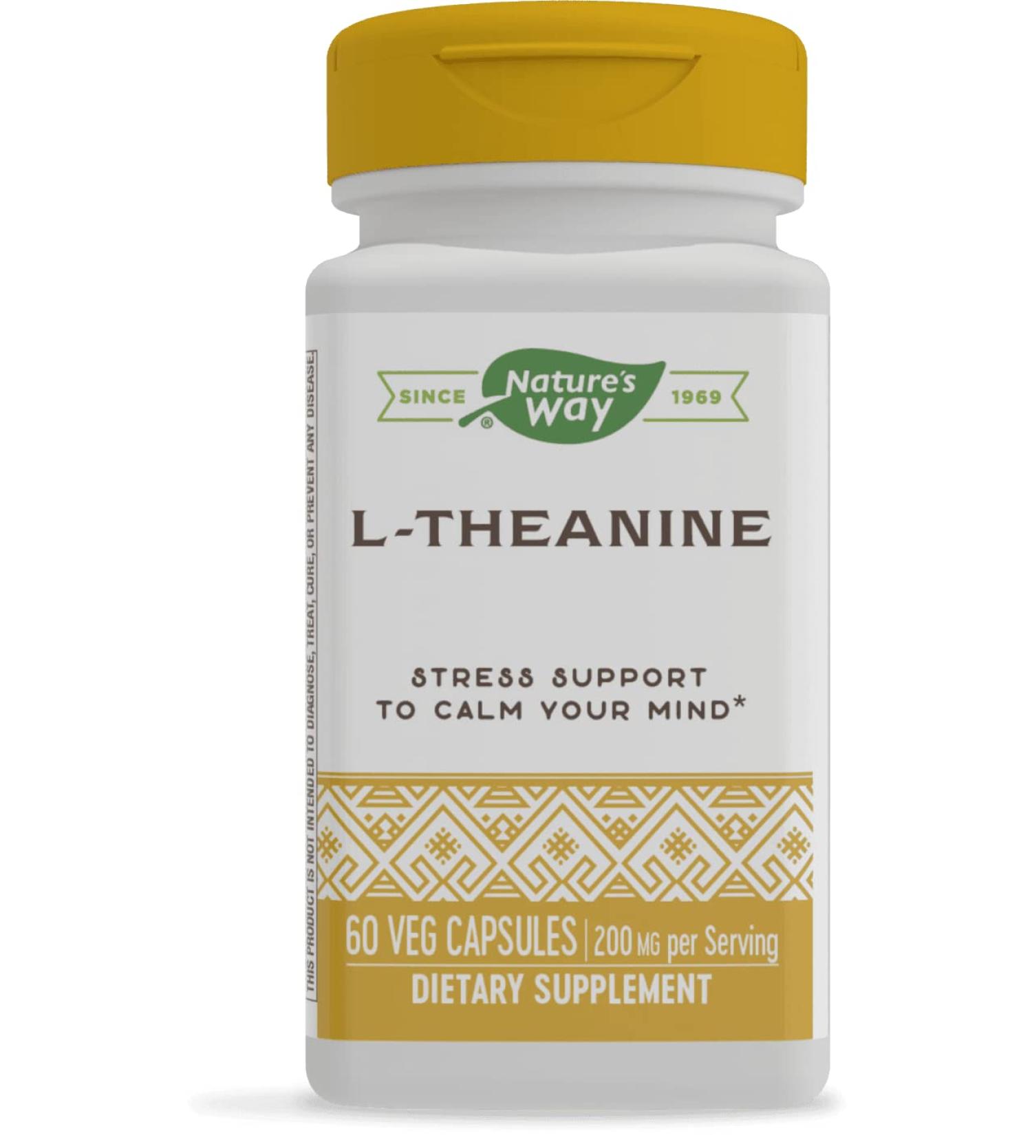 Buy Enzymatic Therapy L-Theanine 60 Veg Capsules - Natural Relaxation & Focus - Buy Online on GoSupps.com