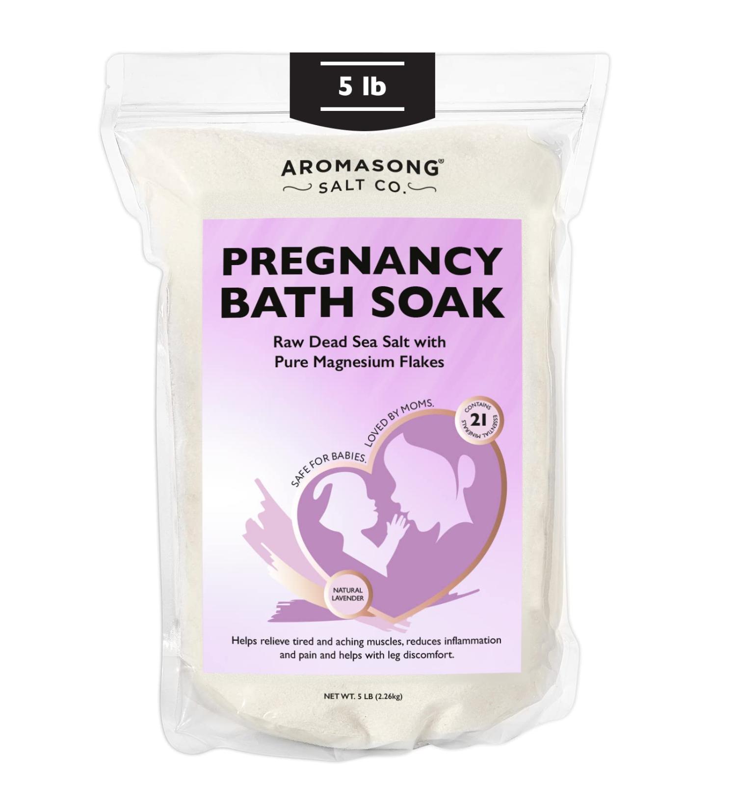 Aromasong Dead Sea Pregnancy Bath Soak 5 LB - Natural Lavender with Pure Magnesium Flakes - Pregnancy & Postpartum Muscle Relief - Better Absorption Than Epsom Salt - Buy Online on GoSupps.com