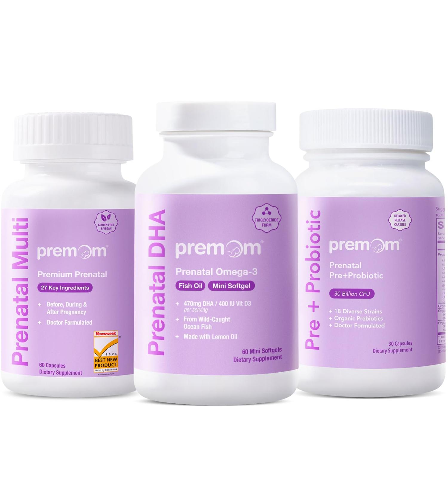 Premom Prenatal Probiotics + Prenatal DHA Fish Oil + Prenatal Formula Vitamin - Buy Online on GoSupps.com