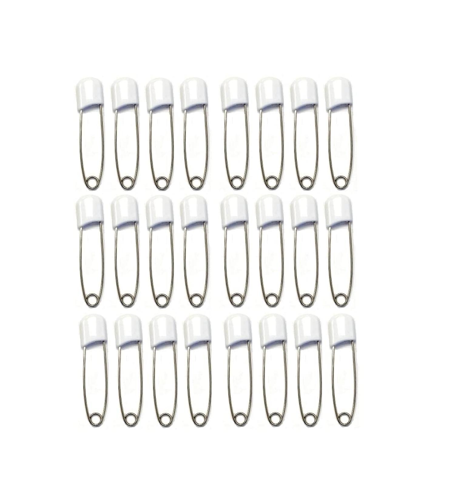 Nappy Pins Safety Lock - 24 Pcs White Diaper Pins for Baby Infants Kids - Buy Online on GoSupps.com