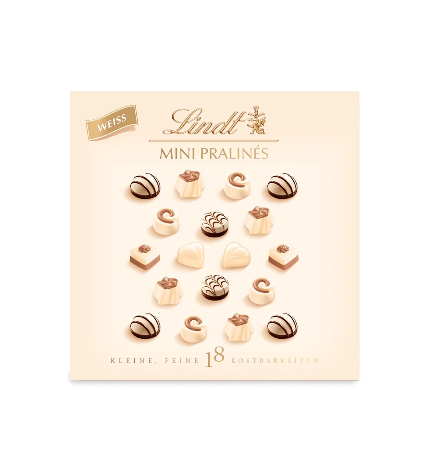 Lindt White Mini Pralin s - 90g Chocolate Gift Box | 18 Delicate Varieties | Perfect Praline Gift for Any Occasion - Buy Online on GoSupps.com