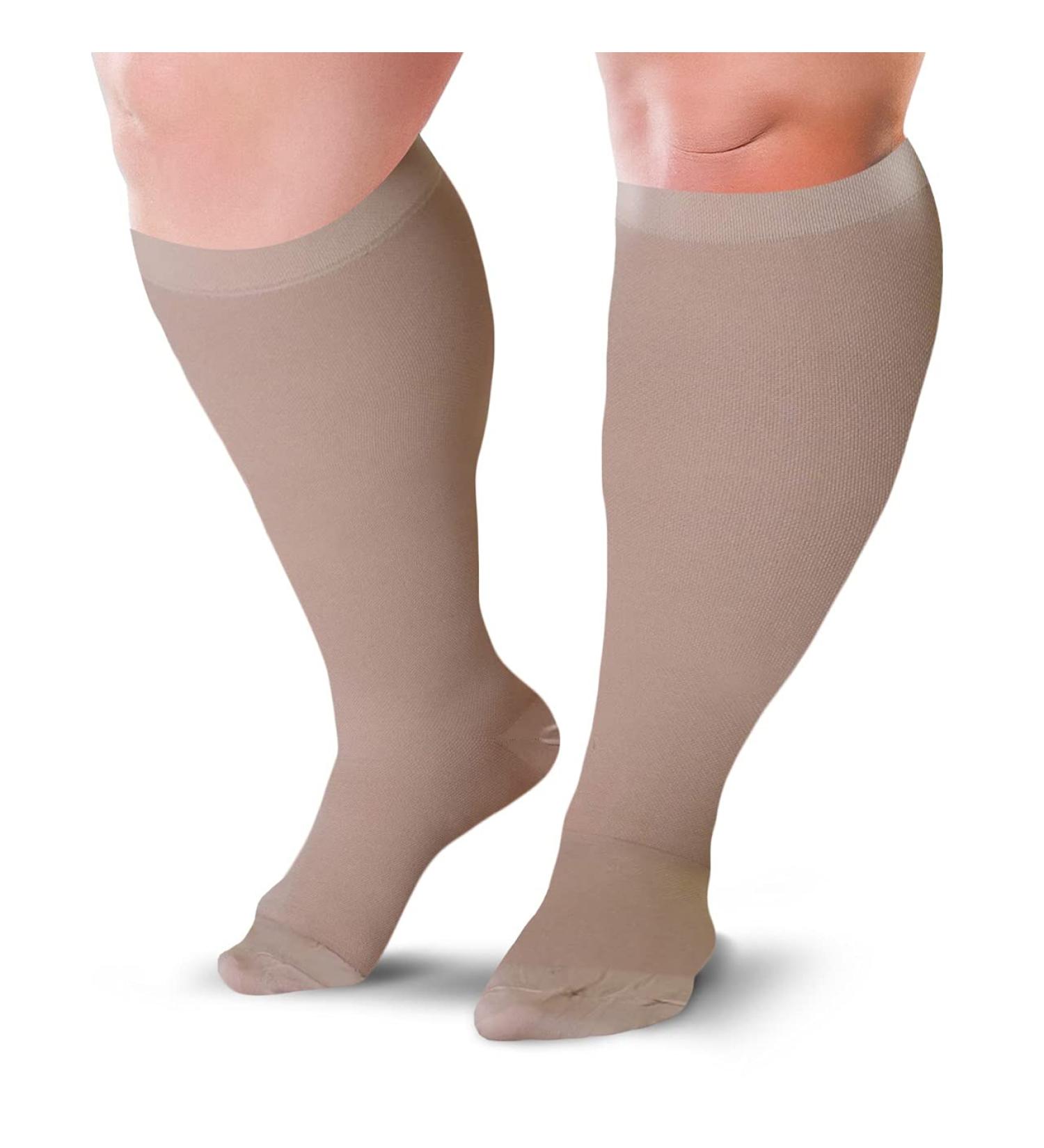 Blu Horn Knee-High Compression Stockings 20-30 mmHg - XL Beige for Pain Relief & Improved Blood Circulation - Buy Online on GoSupps.com