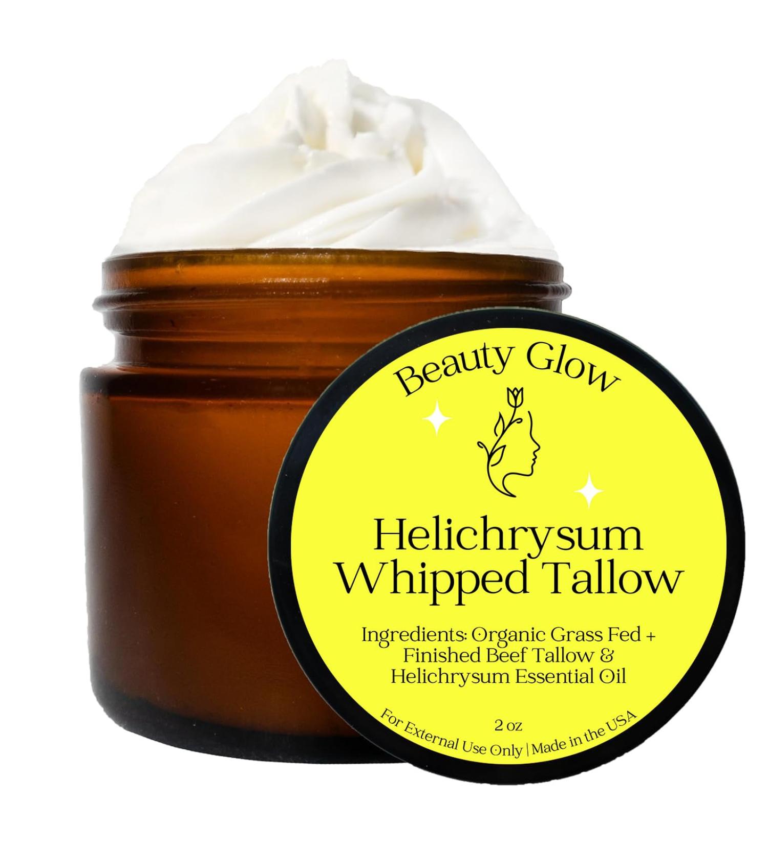 Beauty Glow Helichrysum Gymnocephalum Whipped Beef Tallow Balm Cream for Face & Body Age Defying Hydrating Skin Healing Full Body Hydration Multipurpose Balm 2 Oz - Buy Online on GoSupps.com