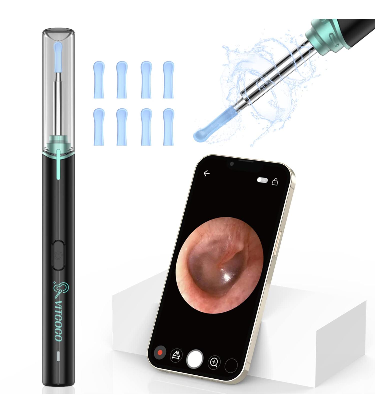 VITCOCO Ear Wax Removal Tool - 1920P HD Camera with 6 LED Lights & 8 Ear Spoons | Ear Cleaning Kit for iPhone, iPad, Android - Black+Blue - Buy Online on GoSupps.com