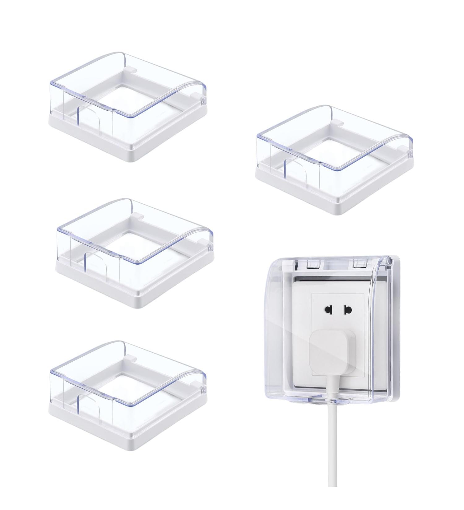 Sipiris Self-Adhesive Socket Cover - 86 Wall Switch Splash Protection Box (4 Pack) | Waterproof Socket Safety Cover for Home & International Use - Buy Online on GoSupps.com