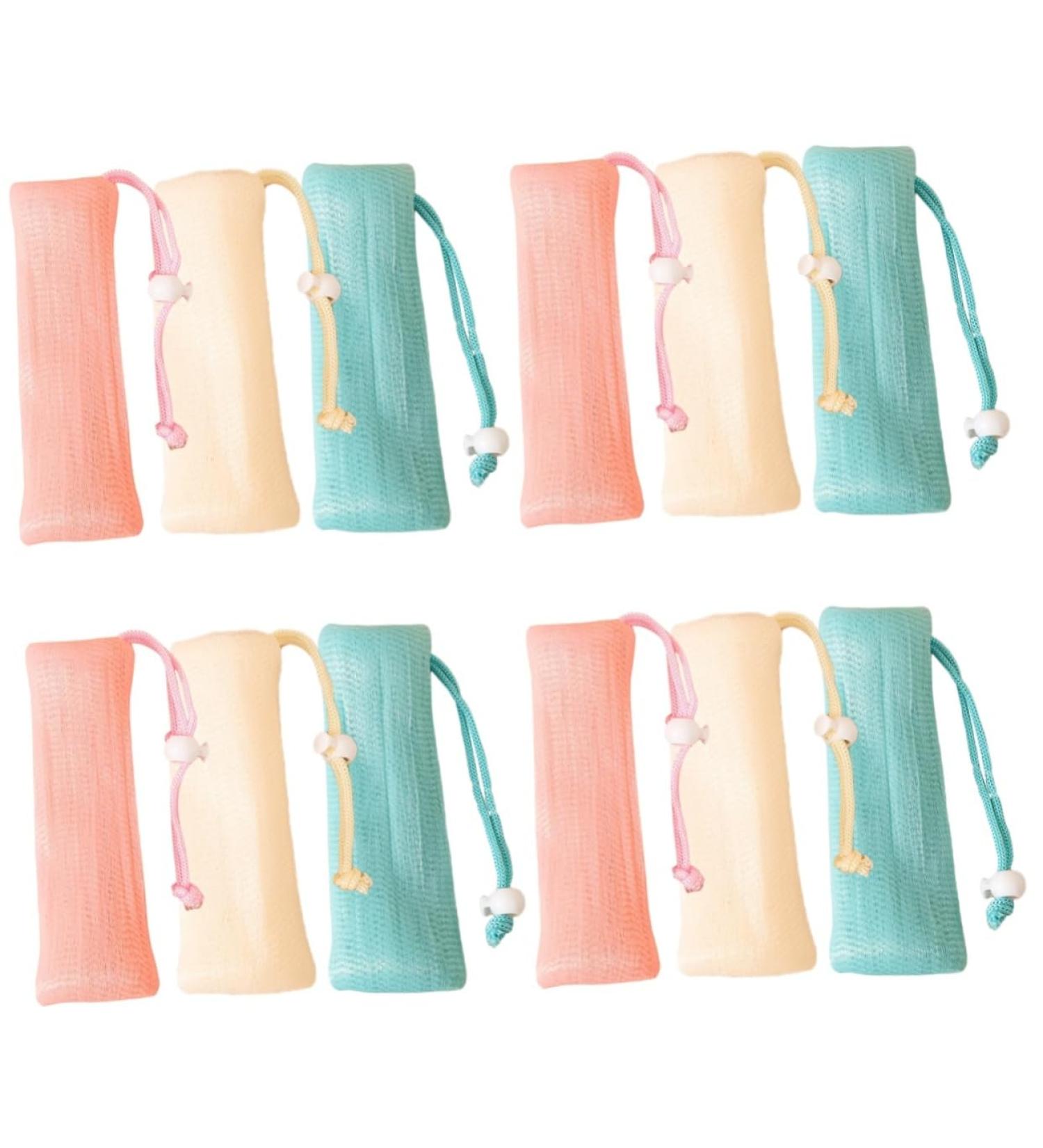 Healeved 12 Pcs Soap Bag Foam Net Soap Bags Mesh Bar Soap Savers Bathroom Accessories Soap Net Pouches Pe 17x6.5cmx4pcs Assorted Colorx4pcs - Buy Online on GoSupps.com