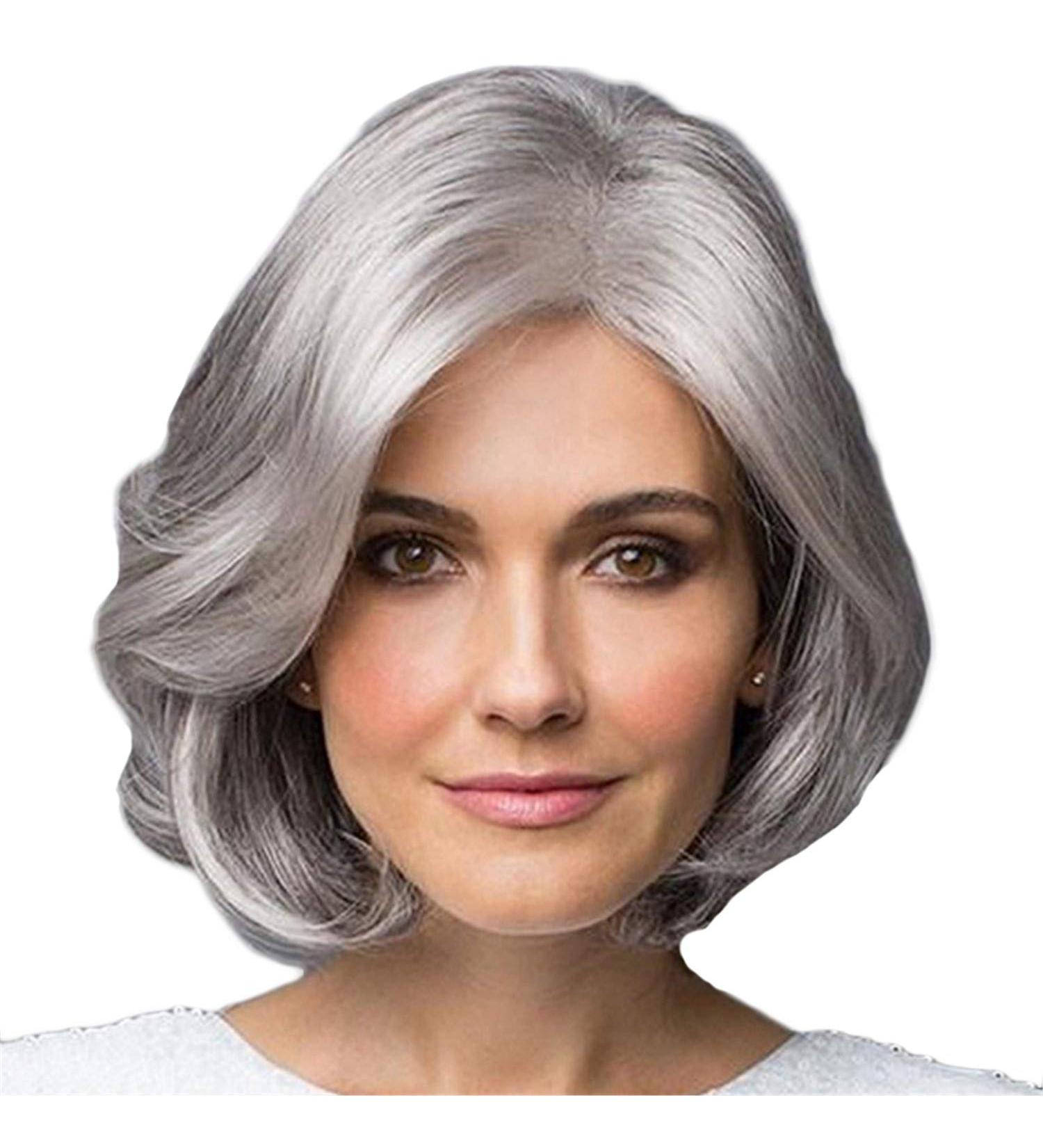 Shop Ombre Gray Synthetic Bob Wig Short Wavy Silver Gray Hair for Women | Perfect for Any Occasion - Buy Online on GoSupps.com
